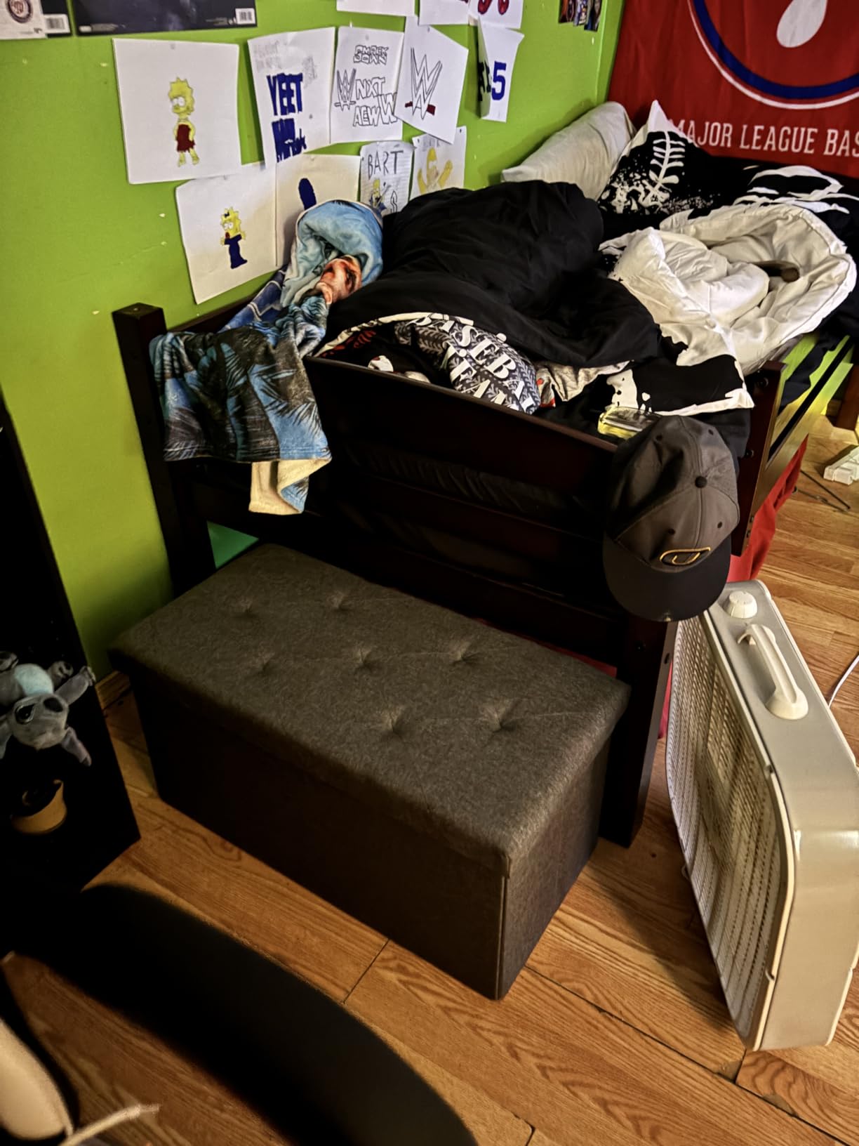 DUMOS 43in Foldable Storage Ottoman Bench, Storage Chest, End of Bed Foot Rest Stool with Padded Seat, Bedroom Bench for Living Room, Support 660lbs, Grey customer photo 1