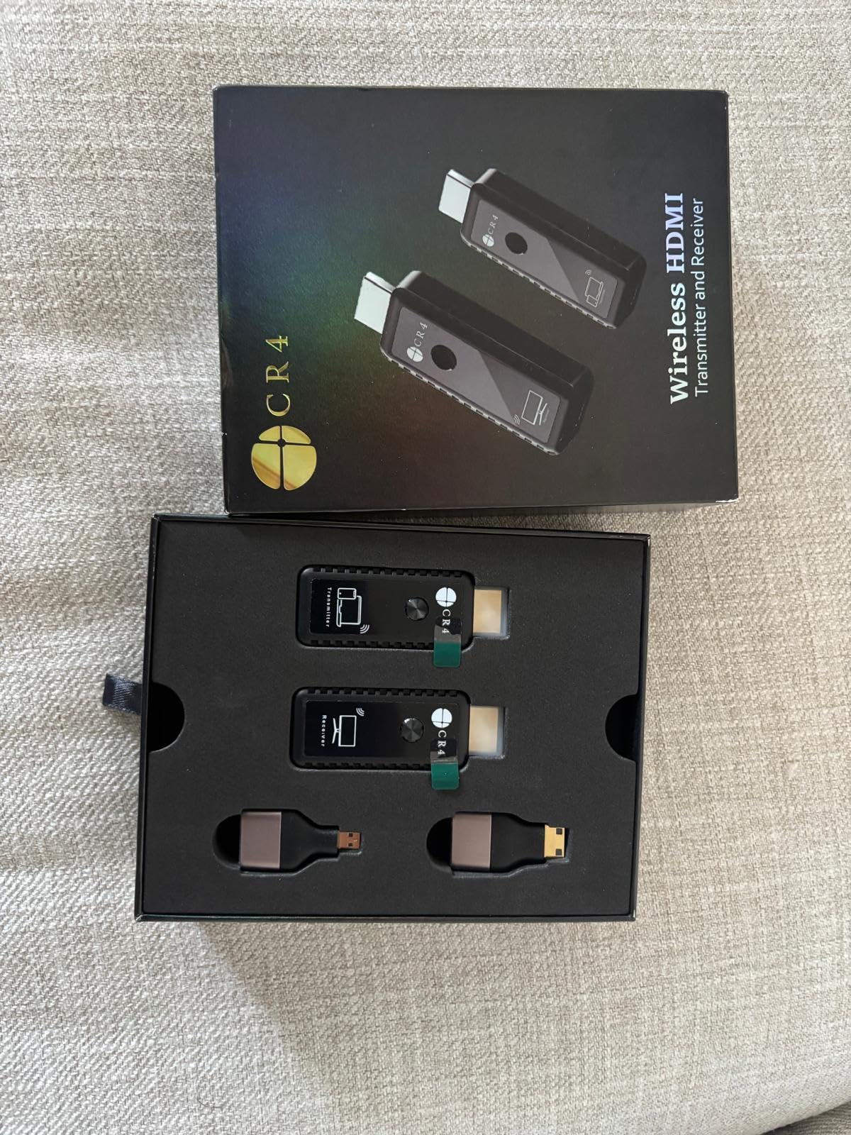 CR4 Wireless HDMI Transmitter and Receiver, Low-Latency 5G, Plug & Play, 4K In/1080P Out, Extender Kit to Stream Video/Audio from PC/Laptop/USB-C Phone (Like iPhone 15 or Newer) to Monitor/TV (Black) customer photo 1