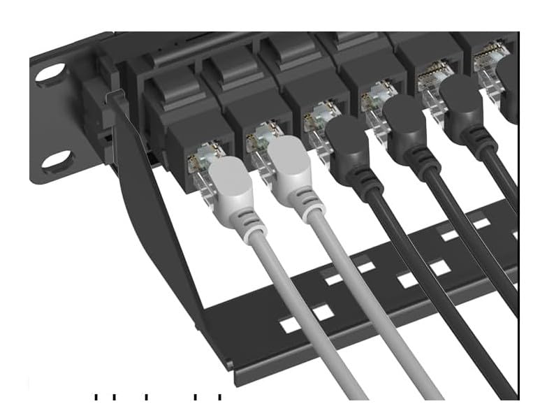 Jadaol [UL Listed] 24 Port Patch Panel Rackmount or Wall Mount 19-Inch, 1U Cat 6 Network Panel Preloaded with 24 Keystone Couplers Plus 1 Spare, 10Gbps Ethernet Panel with Cable Management & Back Bar customer photo 2