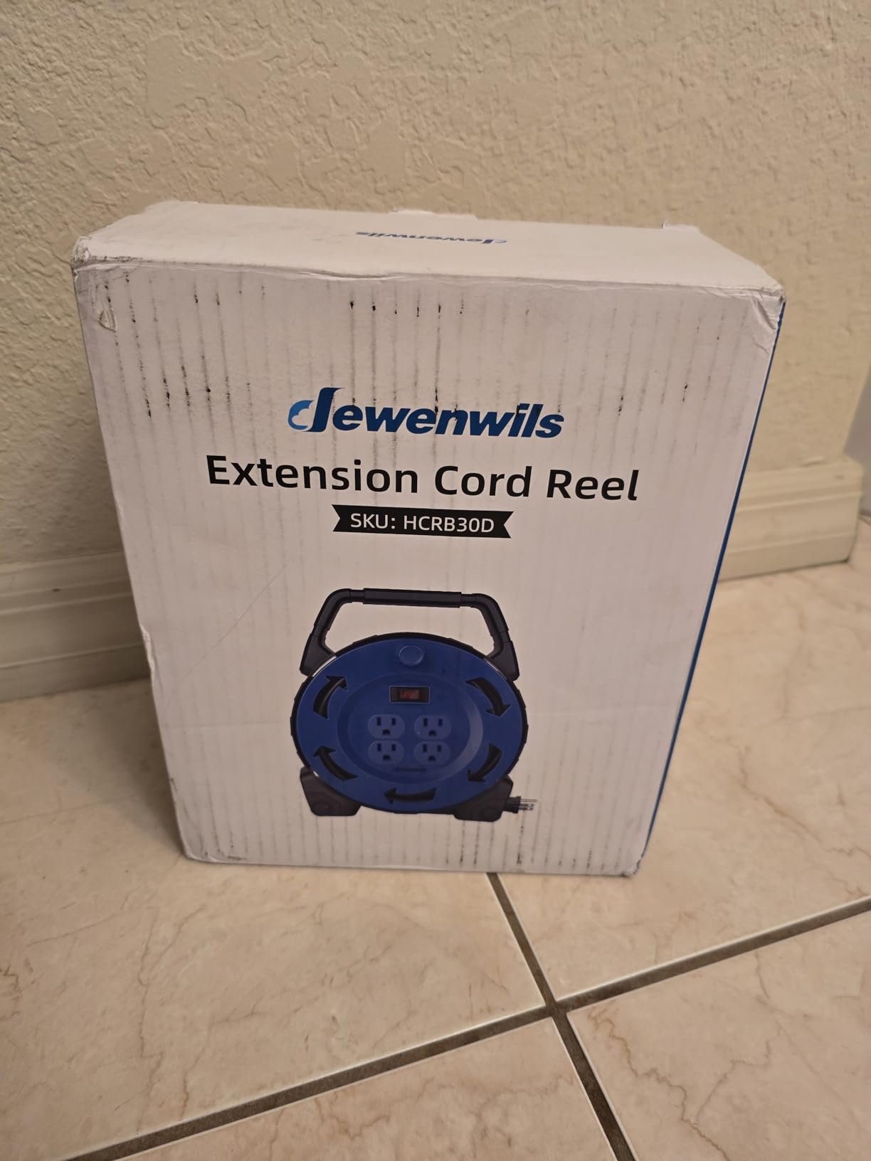 DEWENWILS 6 Outlets Extension Cord Reel, 30FT SJTW 16/3C Power Cord, Hand Wind Retractable, Overload Protection, 13 Amp Circuit Breaker, Yellow, Black, UL Listed customer photo 1