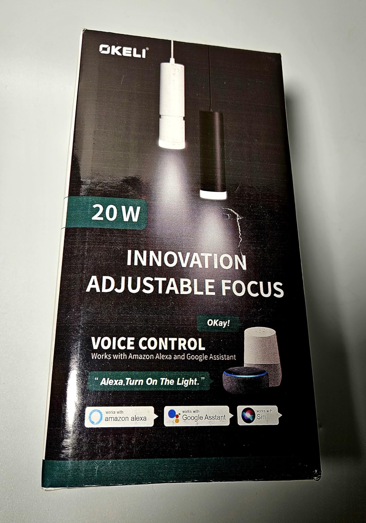 OKELI Pendant Light Smart, Modern Black Pendant Lights Fixture, Dimmable Unique LED Pendant Lighting for Kitchen Island,20W,2700-6000K, ETL(1Pack) customer photo 1