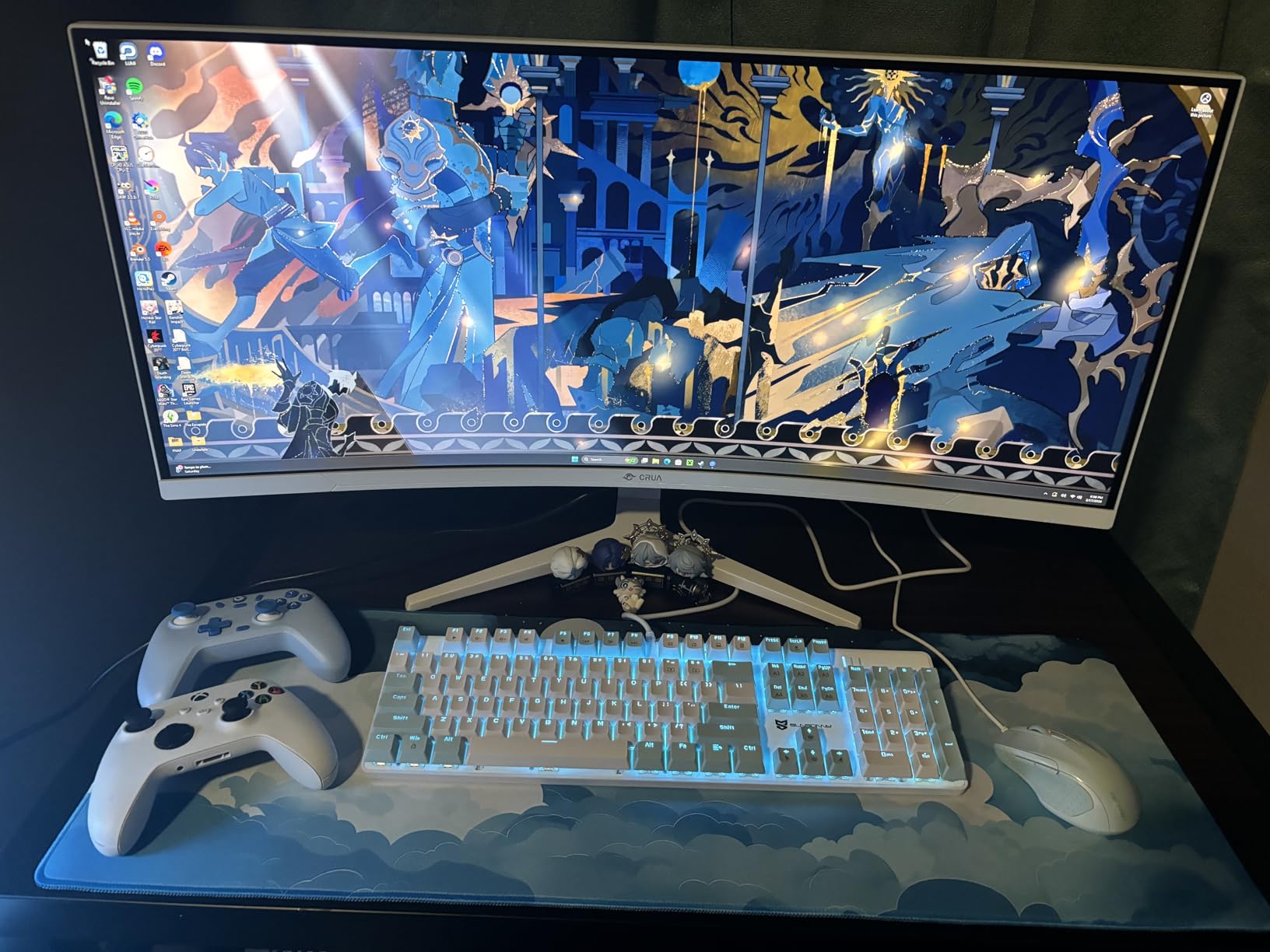 Retro Brown Green Desk Mat XL Large Gaming Green Forest Pixel Mouse Pad Non-Slip Rubber Base Mousepad, Keyboard Mouse Mat, Laptop Computer Mat with Stitched Edges, Office Work Mat 31.5x11.8 in customer photo 2