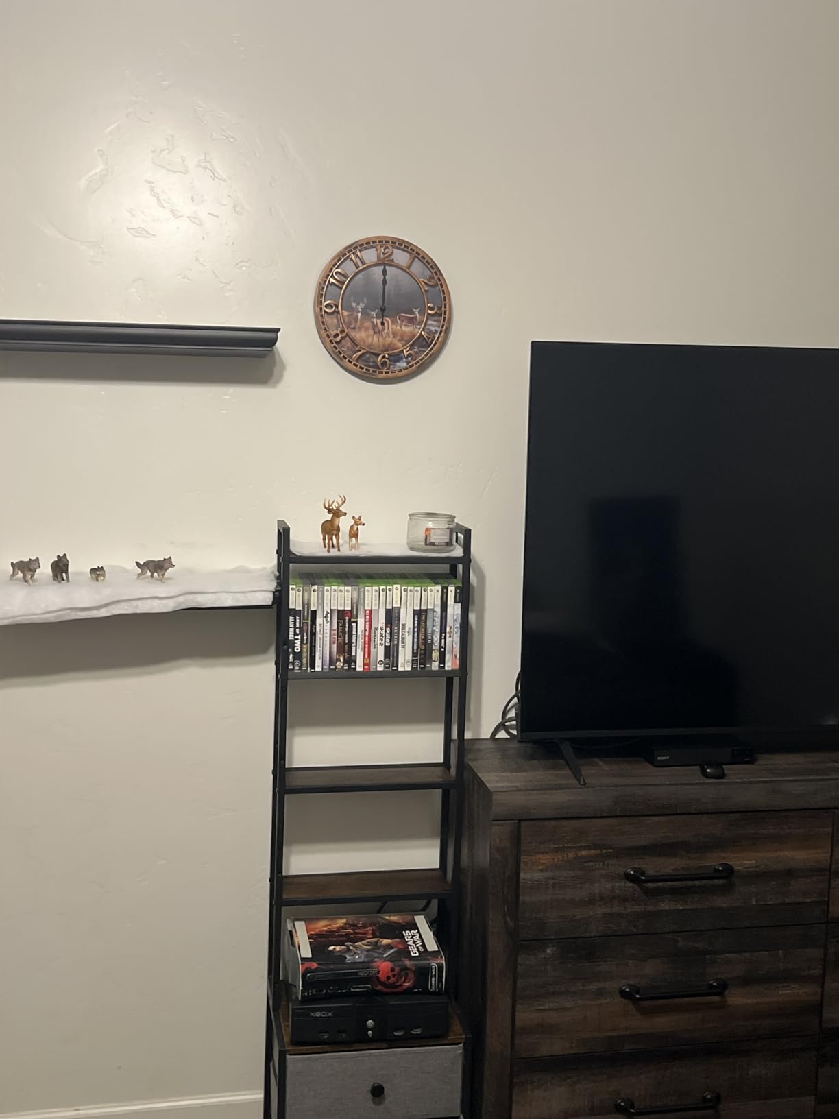 CD Storage Rack with Drawer, 5-Tier DVD Organizer Shelf w/Adjustable Book Stoppers, Media Storage Rack for CD/DVD, Books & Games, Ideal for Living Room & Home Office customer photo 2