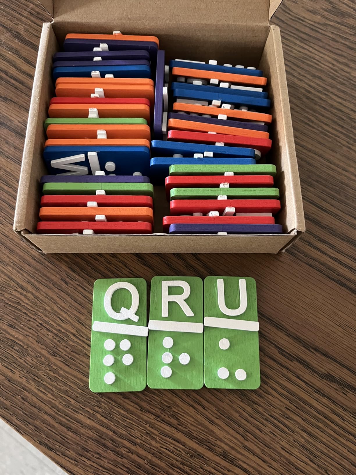 38 Pcs Braille Alphabet and Number Tiles Wood Raised Dots Alphabet and Numbers Punctuation Educational Tool for Blind Visually Impaired, Teaching Aid for Blind Gifts customer photo 2