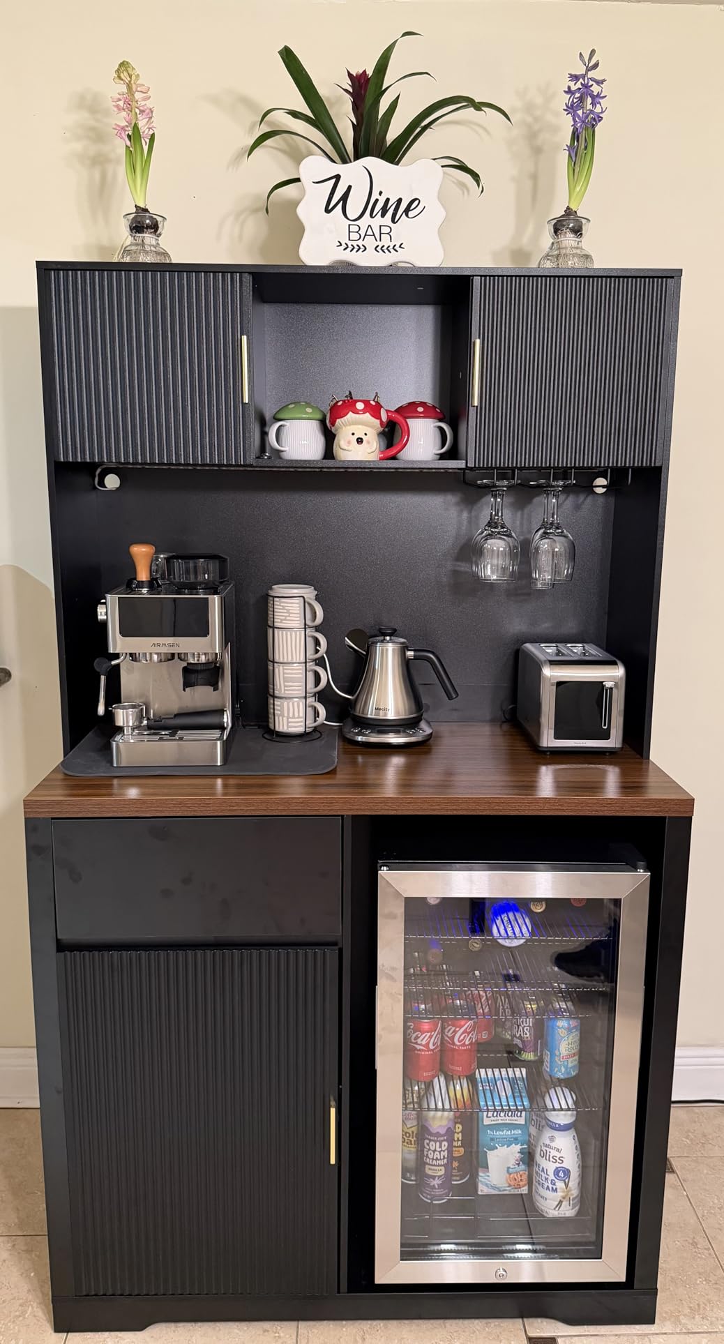 Commercial Refrigerator with Glass Door Display Beverage Fridge, 350L Upright Beverage Cooler Merchandiser with Rebound Door, Fast Cooling, Low Noise, Black customer photo 1