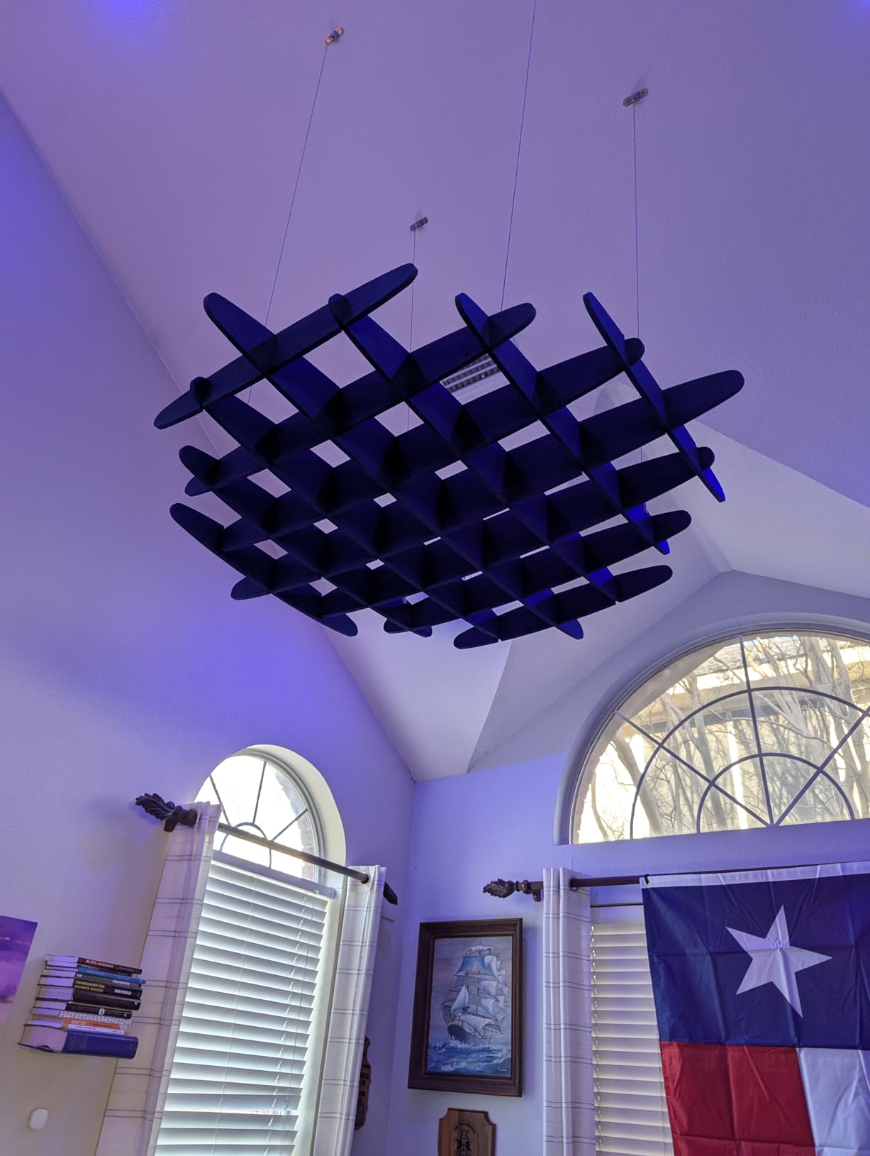 VIVO Acoustic Ceiling Waffle Panel, Hexagonal Hanging Sound Absorber, Modern Noise Reduction Chandelier, White customer photo 1