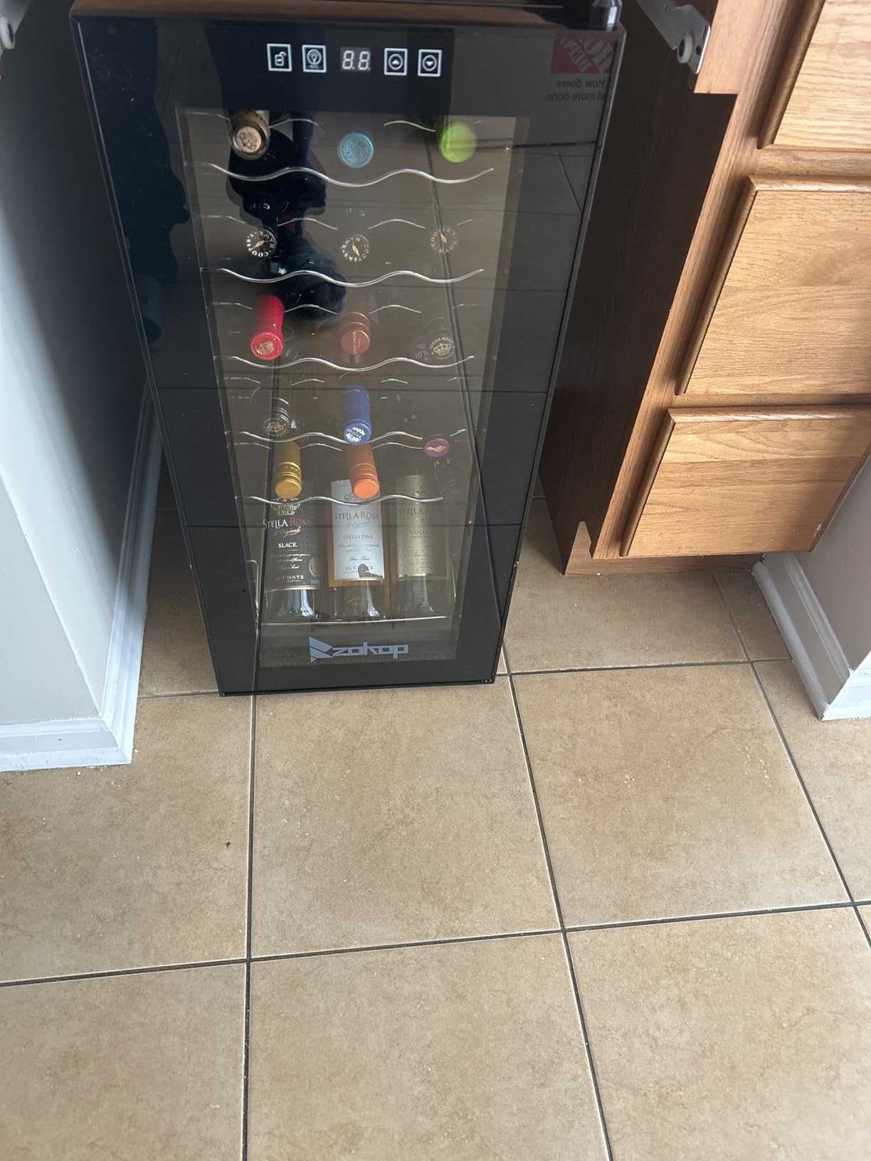 Winado 28-Bottle Dual Zone Compressor Wine Cooler, Freestanding Compact Mini Wine Fridge with Adjustable Temperature, Digital Control & Removable Shelves for Wine Storage customer photo 1