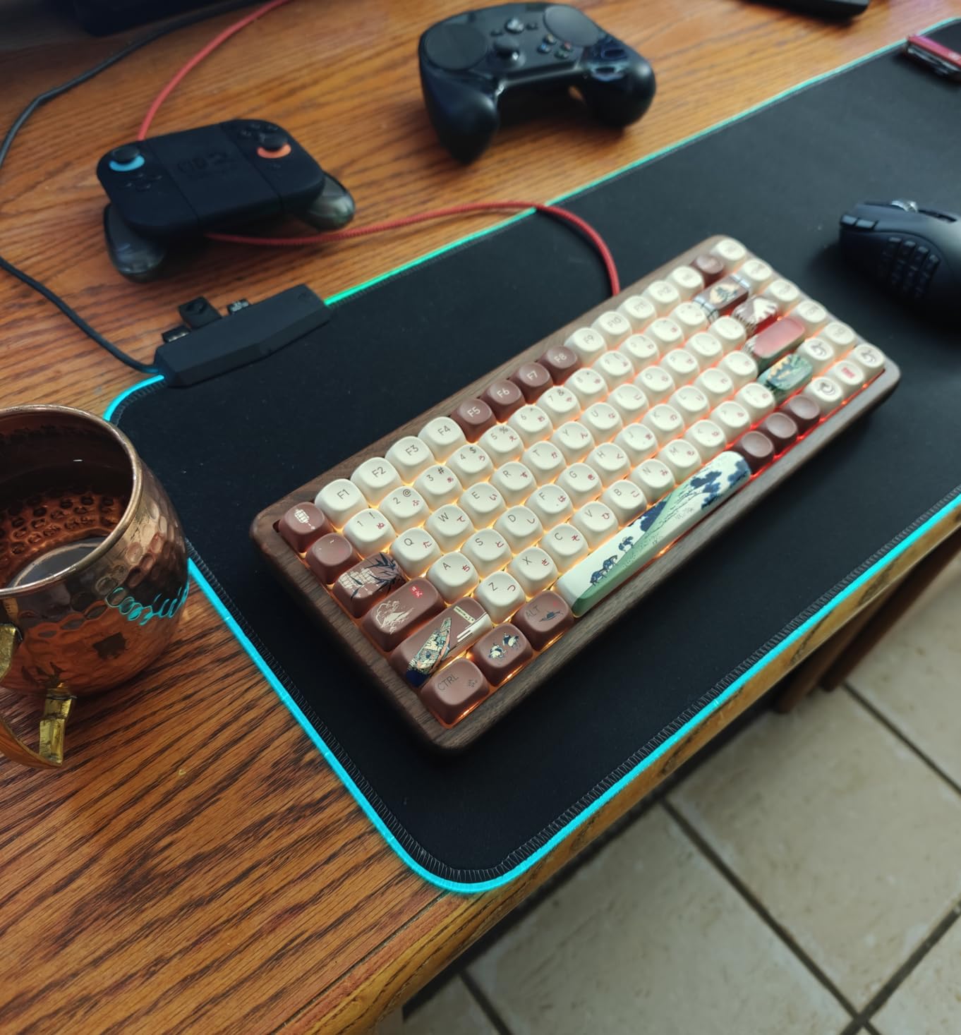 Womier 75% Mechanical Keyboard Wireless with QMK/VIA, WD75 V2 Wood Gaming Keyboard 8000mAh Battery, Tri-Mode Custom Key Board RGB Hot Swappable with Translucent Clear Keycaps-POM Linear Switch customer photo 2