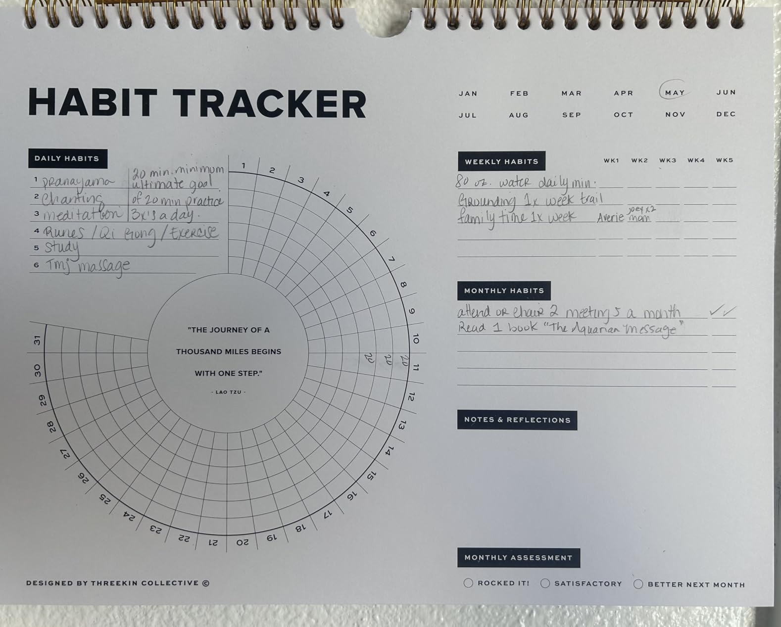 Stay on Track Habit Tracker Wall Calendar - Daily, Weekly & Monthly Habit Journal for Goal Setting & Productivity - Undated Spiral Planner by ThreeKin Collective customer photo 2
