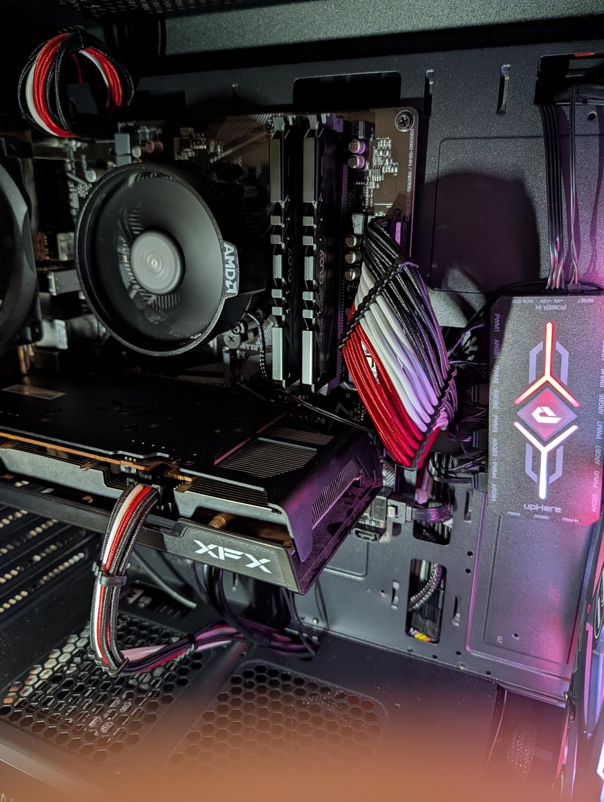 upHere PWM & 5V Addressable ARGB Magnetic Fan Hub -1 to 9-Port PC Case Splitter with Remote Control,SATA-Powered Cooling Hub for Custom RGB PC Builds,Black,P10PARGB BK customer photo 1