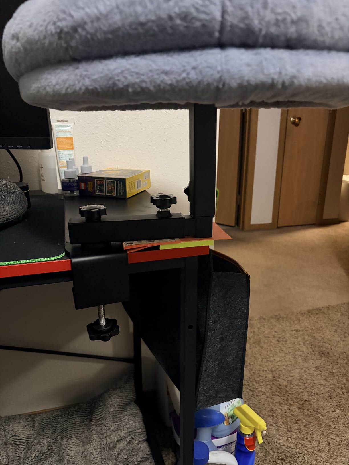 Large Cat Desk Bed, 360 Degrees Rotating & Adjustable Shelf, 18 inch Thickening Cat Bed for Desk, Soft Faux Fur with Mat, Suitable for Various Desktops - Maximum Hold Up to 50lb (Dark Gray) customer photo 1