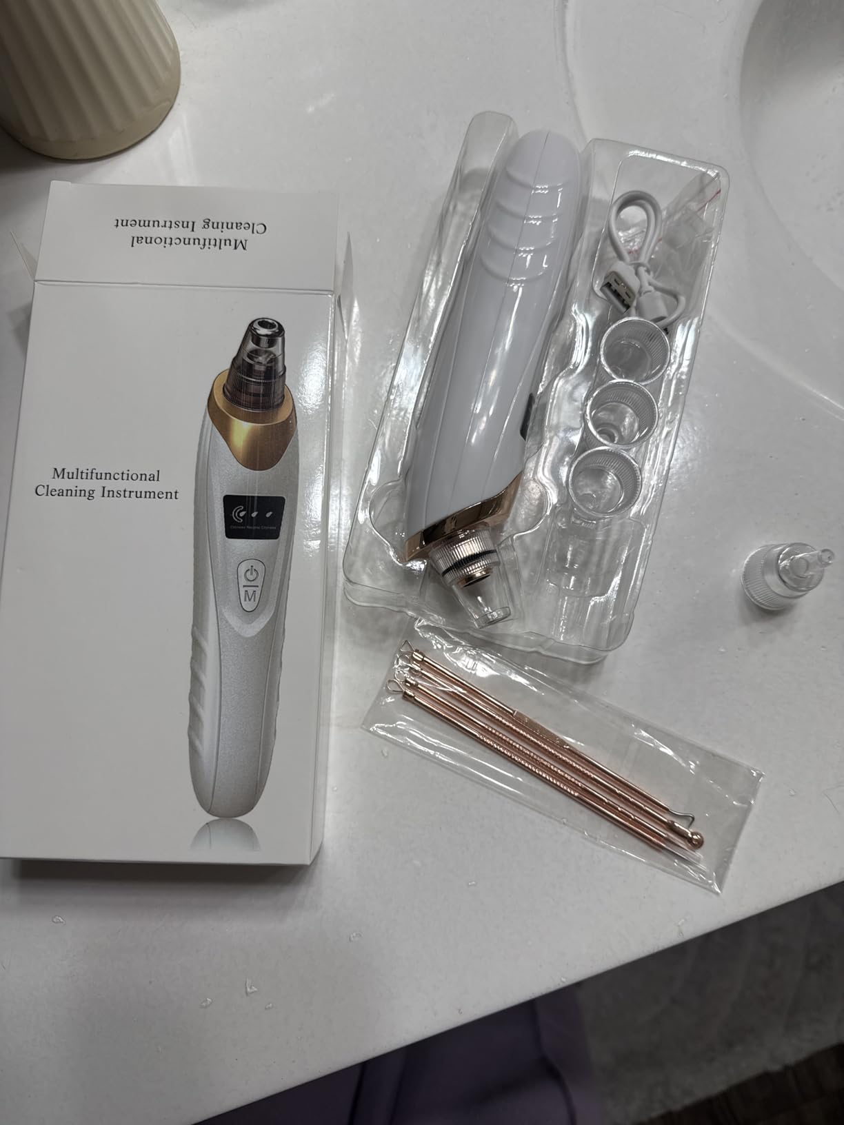 2025 Blackhead Remover Pore Vacuum,Facial Pore Cleaner-5 Suction Power,5 Probes,USB Rechargeable Blackhead Vacuum Kit Electric Acne Extractor Tool for Adult customer photo 1