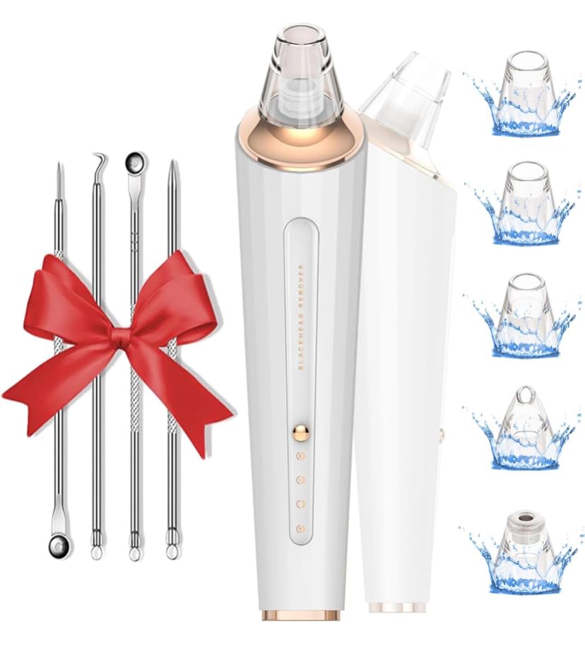 Blackhead Remover Pore Vacuum, Upgraded USB Rechargeable Facial Pore Cleaner Blackhead Removal Kit with 3 Suction Power,5 Probes Black Head Extractions Tool for Women & Men customer photo 1
