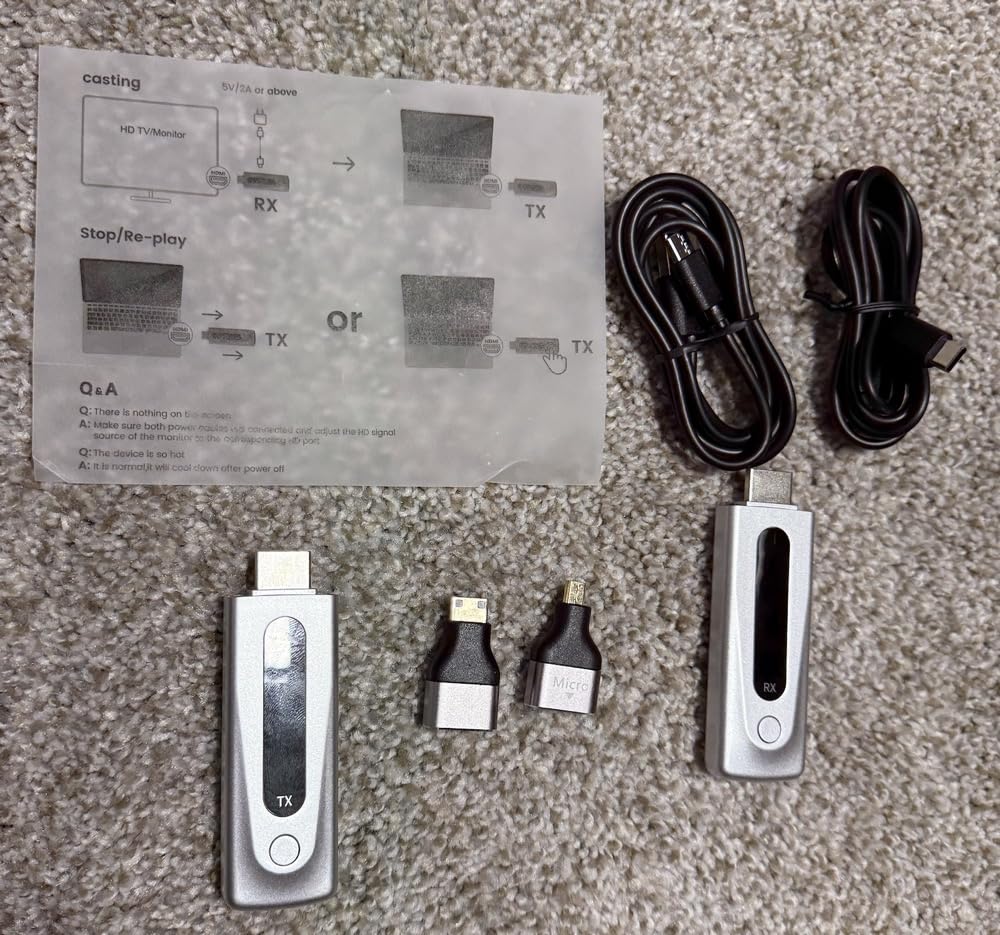 2025 Upgraded Wireless HDMI Transmitter and Receiver 328FT/100M, Plug & Play Portable 5G+2.4G Wireless HDMI Extender Kit for 4K Decode Input 1080P Output, for Audio to Monitor from Laptop/TV Box customer photo 2