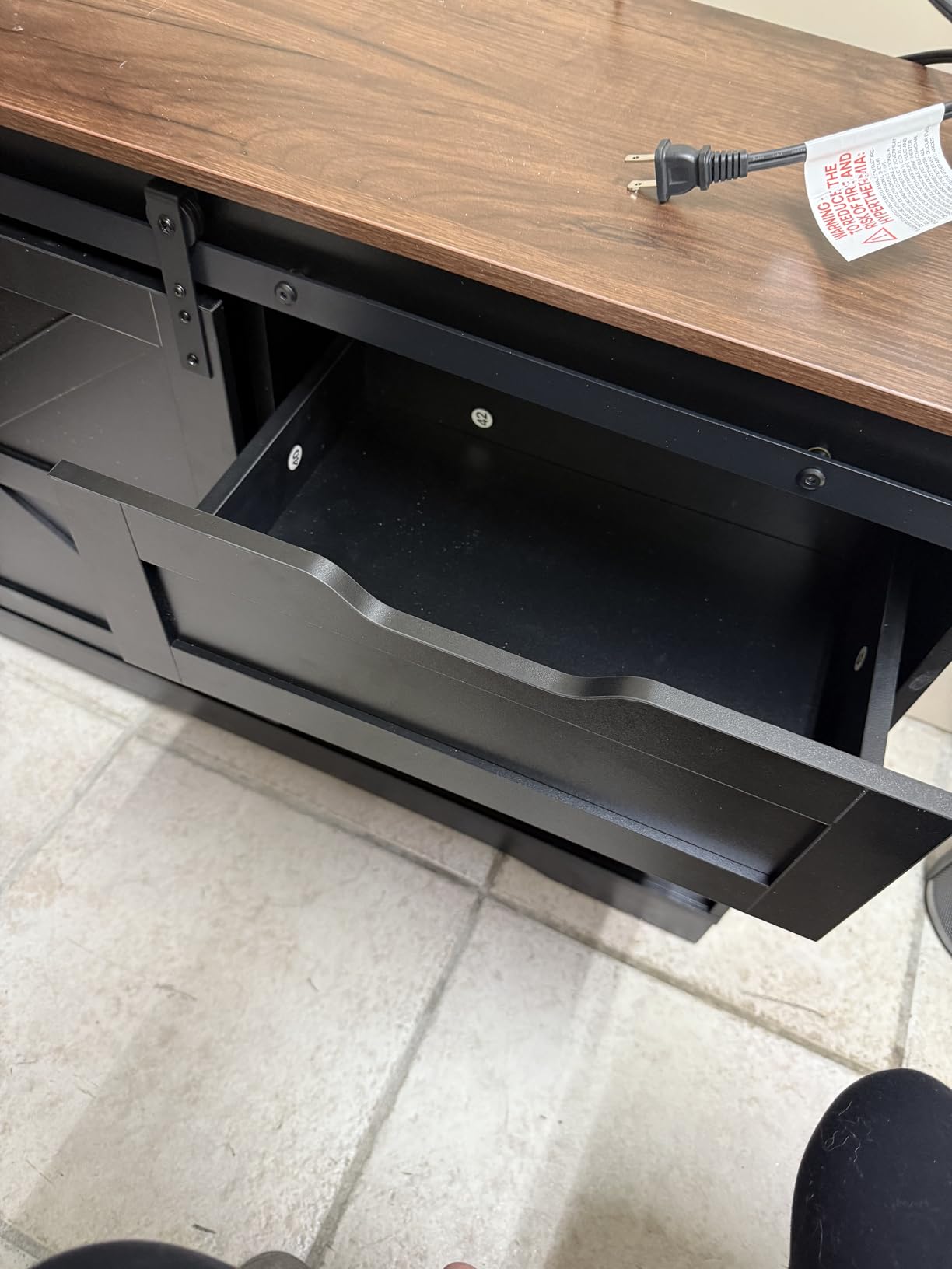 SEDETA Farmhouse L Shaped Standing Desk, 55 inch Height Adjustable Corner Desk with Storage Drawers, Standing Computer Desks with Power Outlets for Home Office, Black customer photo 2