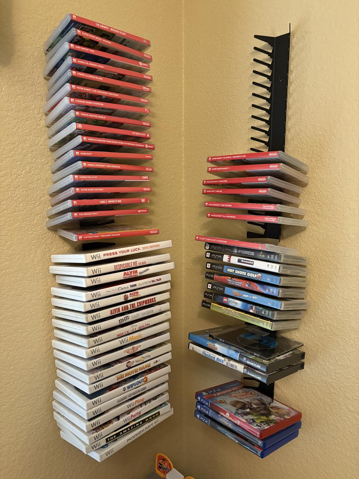 Funturbo Video Game Storage Wall Mount Game Case Holder, Metal Wall Mounted Media Storage Shelves for PS, Xbox, Switch Game Organizer (4-Pack) customer photo 1