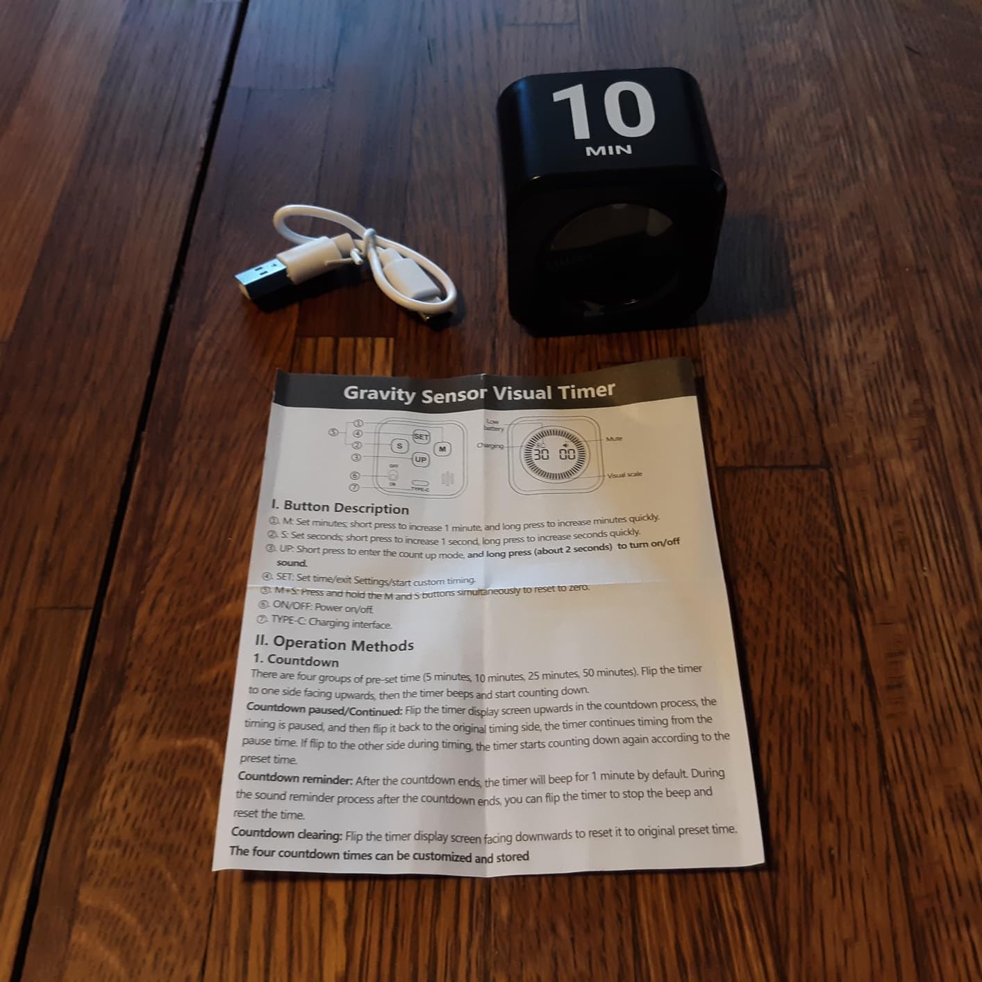 EooCoo Pomodoro Timer Cube, Cool Stuff Gadgets, Visual Timer with Gravity, Countdown 5/10/25/50 Min, Rechargeable Productivity Tool for Office, Classroom, Kitchen, Gym, Yoga, College School Supplies customer photo 1