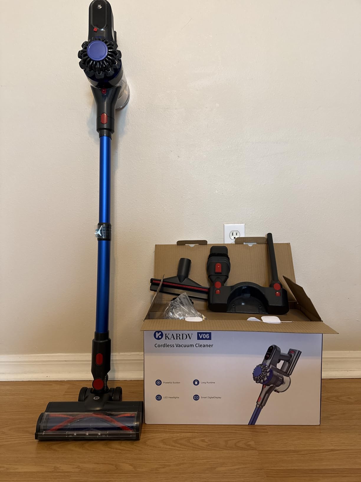 KARDV Cordless Vacuum Cleaner, 500W/40Kpa Vacuum Cleaners for Home, 60Mins Stick Vacuum with LED Display, Anti-Tangle & Wall Mount Charging, 8 in 1 Lightweight Vacuum for Hard Floors Carpet Pet Hair customer photo 2