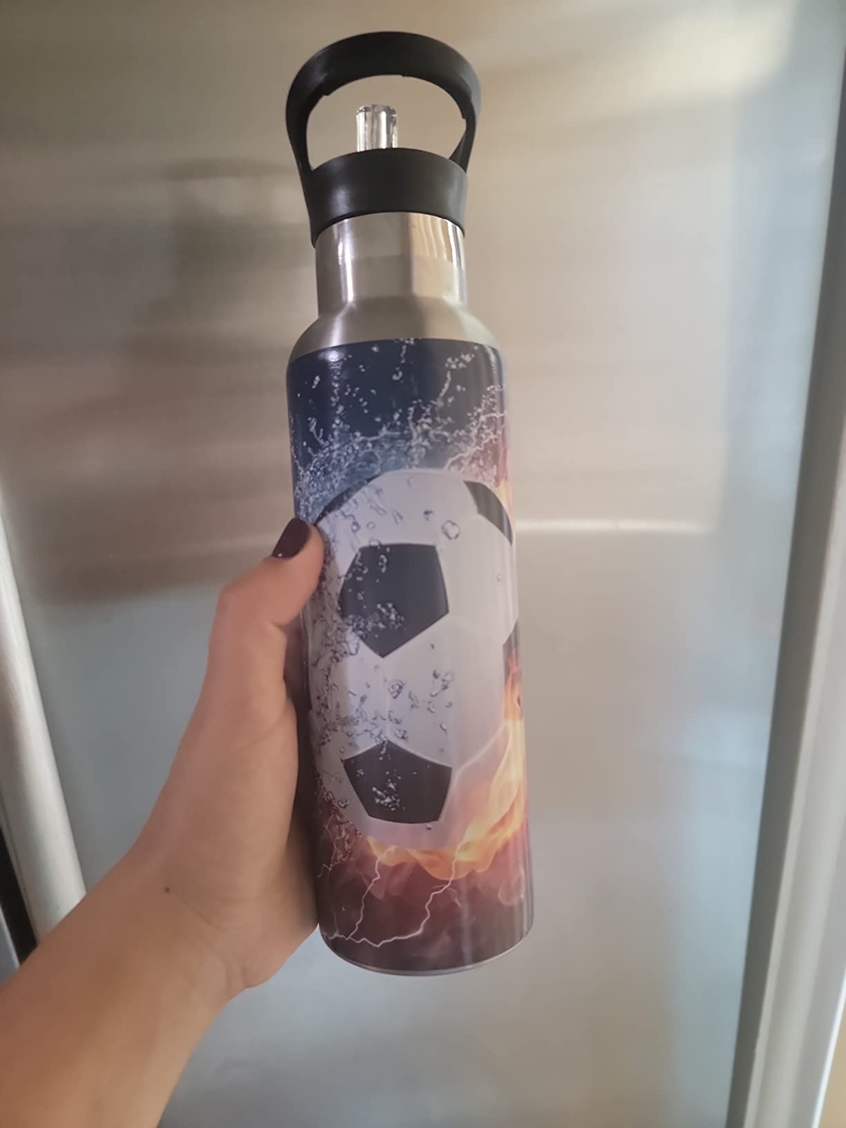 Game Controller Fire Electric Spark Water Bottles for Boys Kids Stainless Steel Bottle Cups with Straw Lid Leakproof Insulated Flask Jug 20 oz customer photo 1