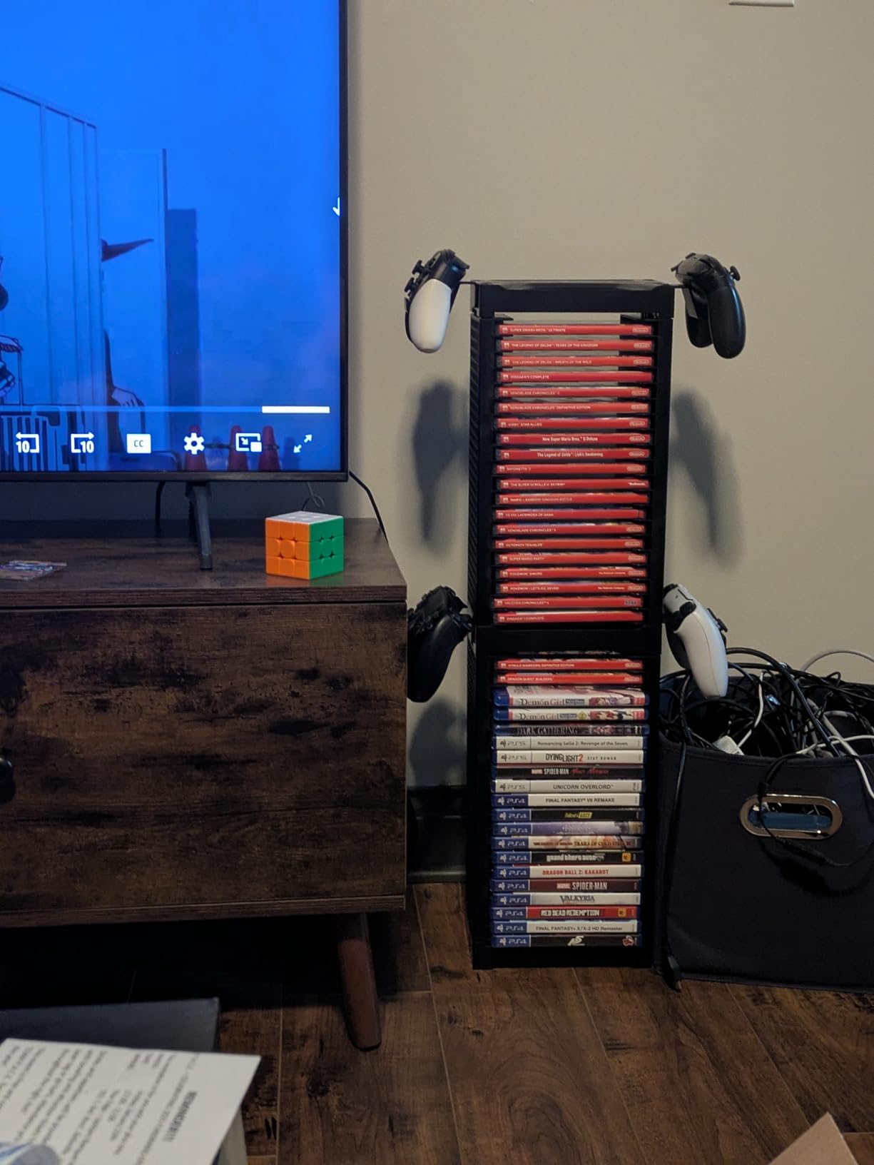 Video Game Disc Rack Tower Storage Holder Stand Universal for PS5/PS4/XBOX One/Series/NS Game, Game Organizer Shelf Display Stand for Wall Mount/Desk/Floor with Controller Holder Sega Genesis Consoles customer photo 1