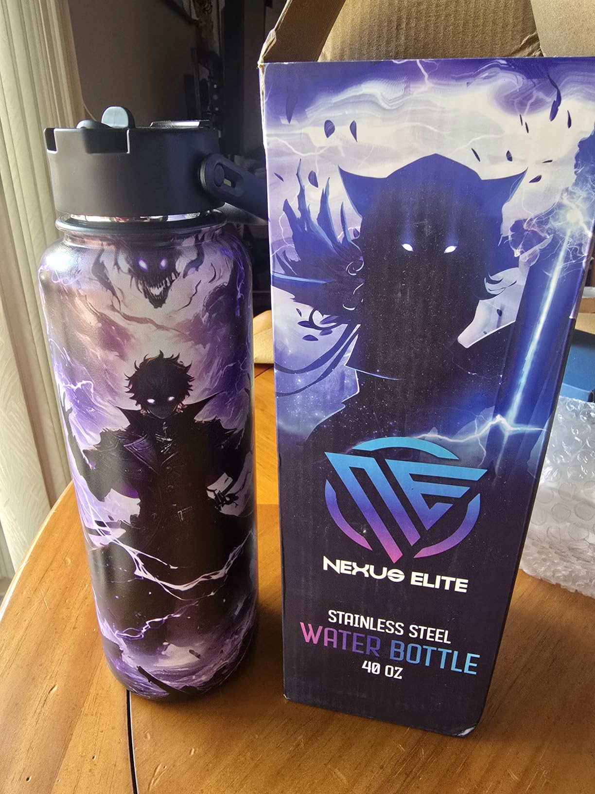Anime Water Bottle 40 oz - Dark Realm Collector's Edition, Insulated Stainless Steel Water Bottle with Straw for Men & Boys, Leakproof Sports Tumbler, Gaming Birthday Gift for Anime Fans & Gamers customer photo 2