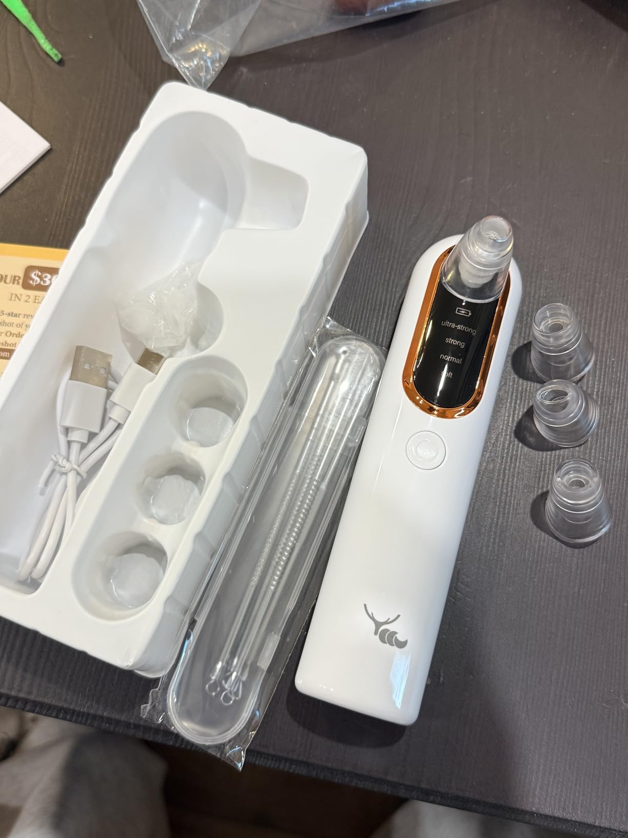 Yccu Blackhead Remover Vacuum Blackhead Vacuum Remover Pore Extractor Blackhead Remover Tool Black Head Remover for Face Blackhead Extractor Pore Cleaner Vacuum with USB Charge 4 Modes 5 Suction Heads customer photo 1