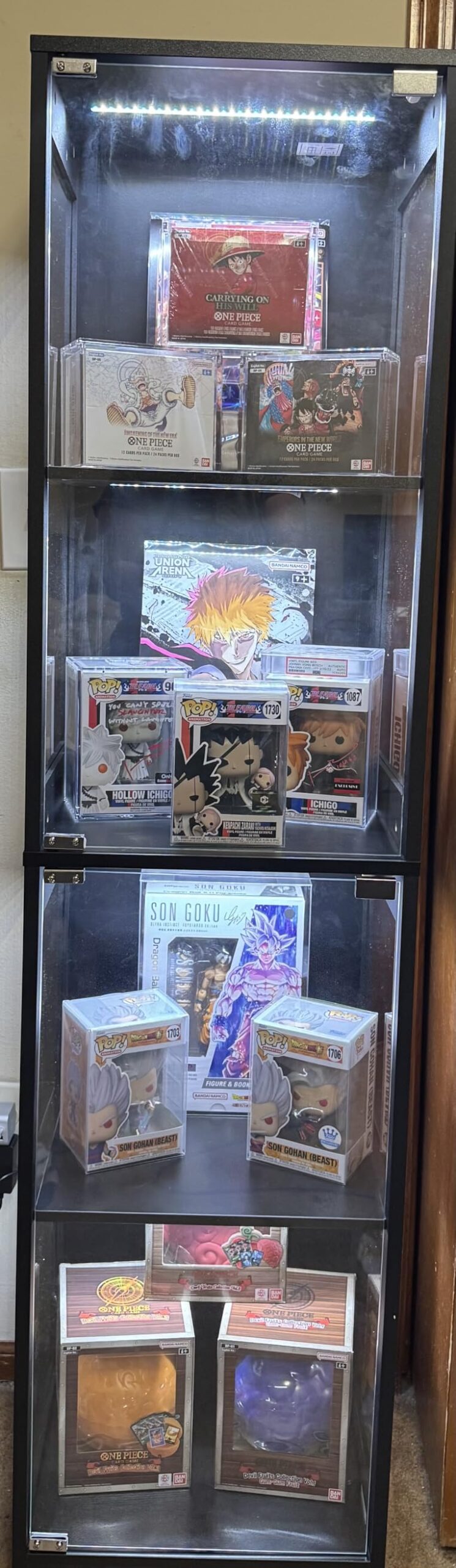 Glass Display Cabinet, 4-Tier Curio Cabinets with 3 Color Lights for Collectibles, Storage Cabinet with Door, Glass Display Case & Bookcase with Human Body Sensor customer photo 2