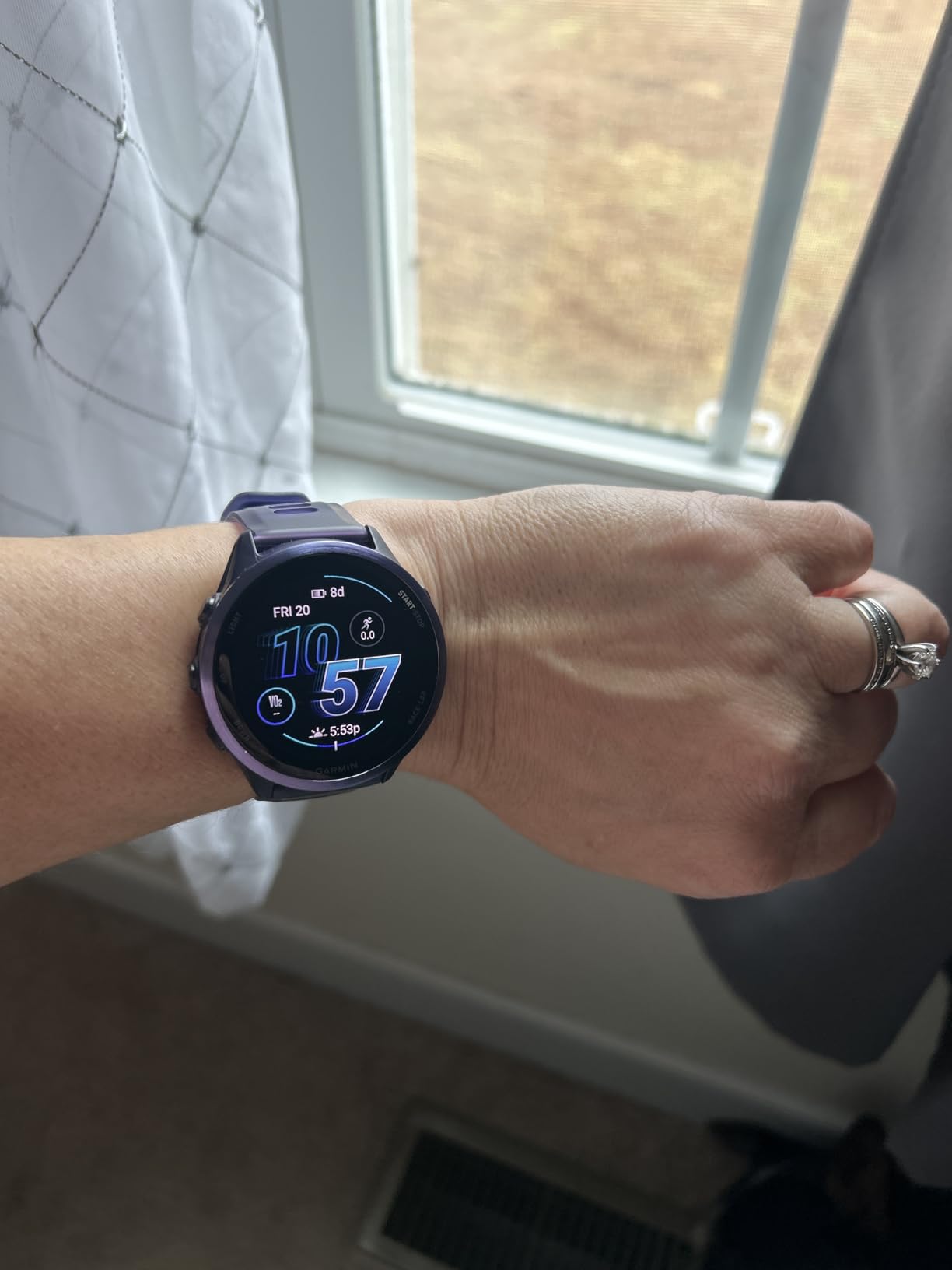 Garmin Forerunner 570, 47mm, Advanced GPS Running and Triathlon Smartwatch, AMOLED Display, Training and Recovery Features, Indigo Aluminum with Translucent Imperial Purple Band customer photo 1