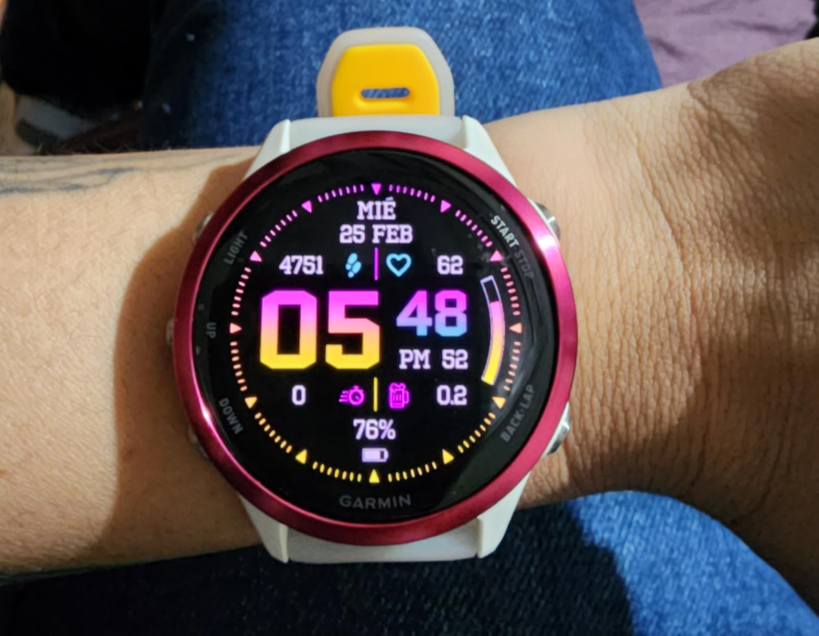 Garmin Forerunner 570, 47mm, Advanced GPS Running and Triathlon Smartwatch, AMOLED Display, Training and Recovery Features, Indigo Aluminum with Translucent Imperial Purple Band customer photo 2