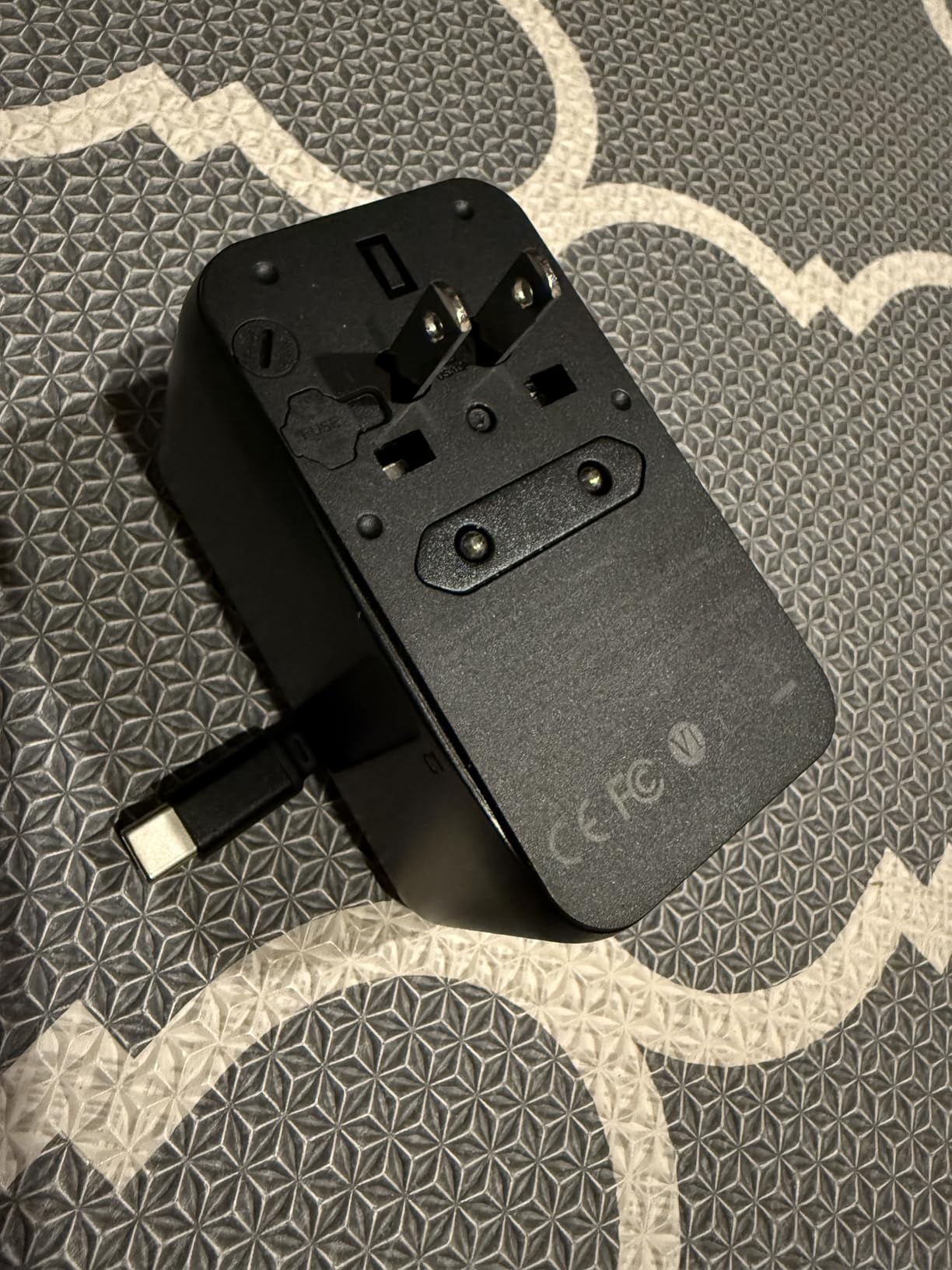 DOACE Universal Travel Adapter, 100W GaN 3.0 International Power Adapter with Built-in USB-C Cable, 6 in 1 Travel Adapter with 5 USB Ports, Plug Adapter Worldwide for EU/UK/USA/AUS(White) customer photo 1