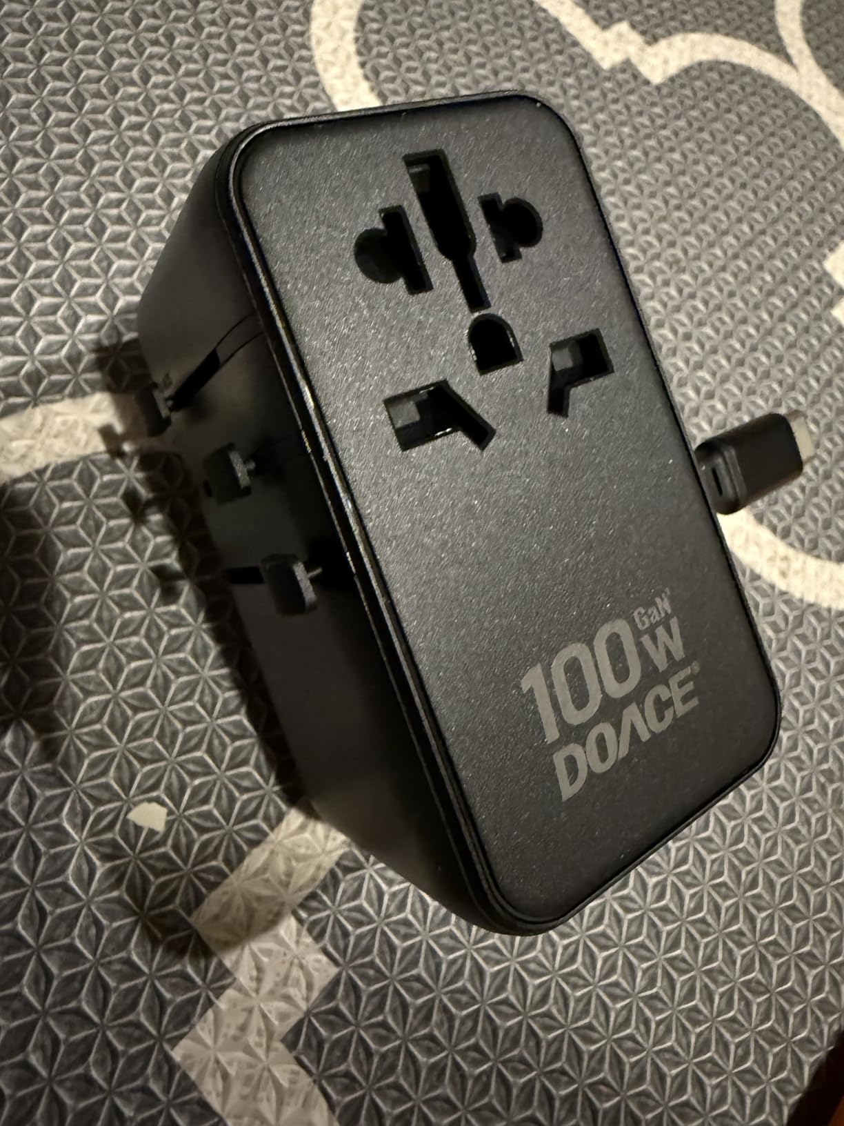 DOACE Universal Travel Adapter, 100W GaN 3.0 International Power Adapter with Built-in USB-C Cable, 6 in 1 Travel Adapter with 5 USB Ports, Plug Adapter Worldwide for EU/UK/USA/AUS(White) customer photo 2