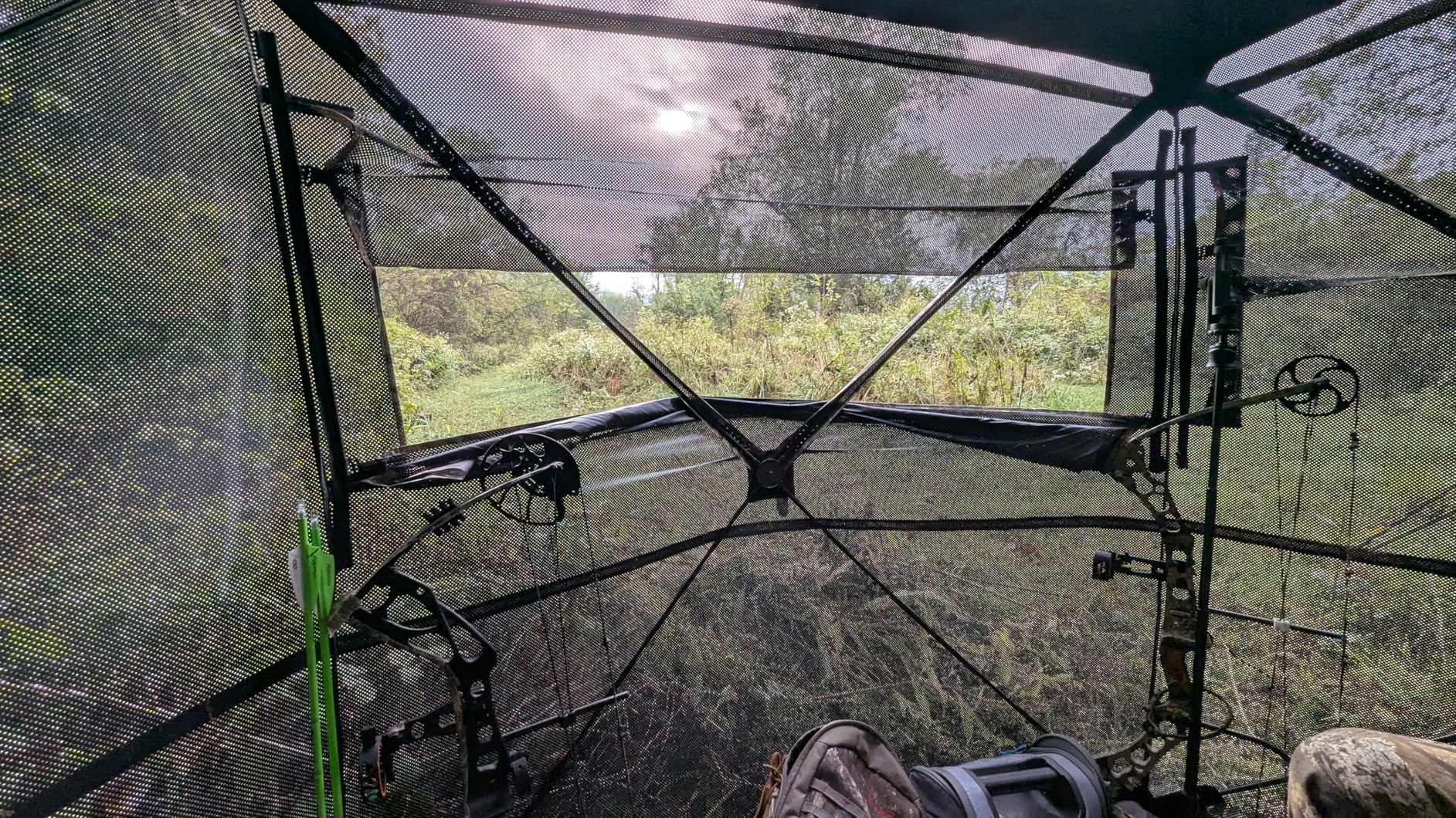 Hunting Blind - 2-3 Person & 3-4 Person 360 Degree See Through Ground Blinds for Hunting Deer and Turkey, Pop Up Deer Blind with Diamond-Shaped Door, Mud Flap, Portable Carry Bag customer photo 2