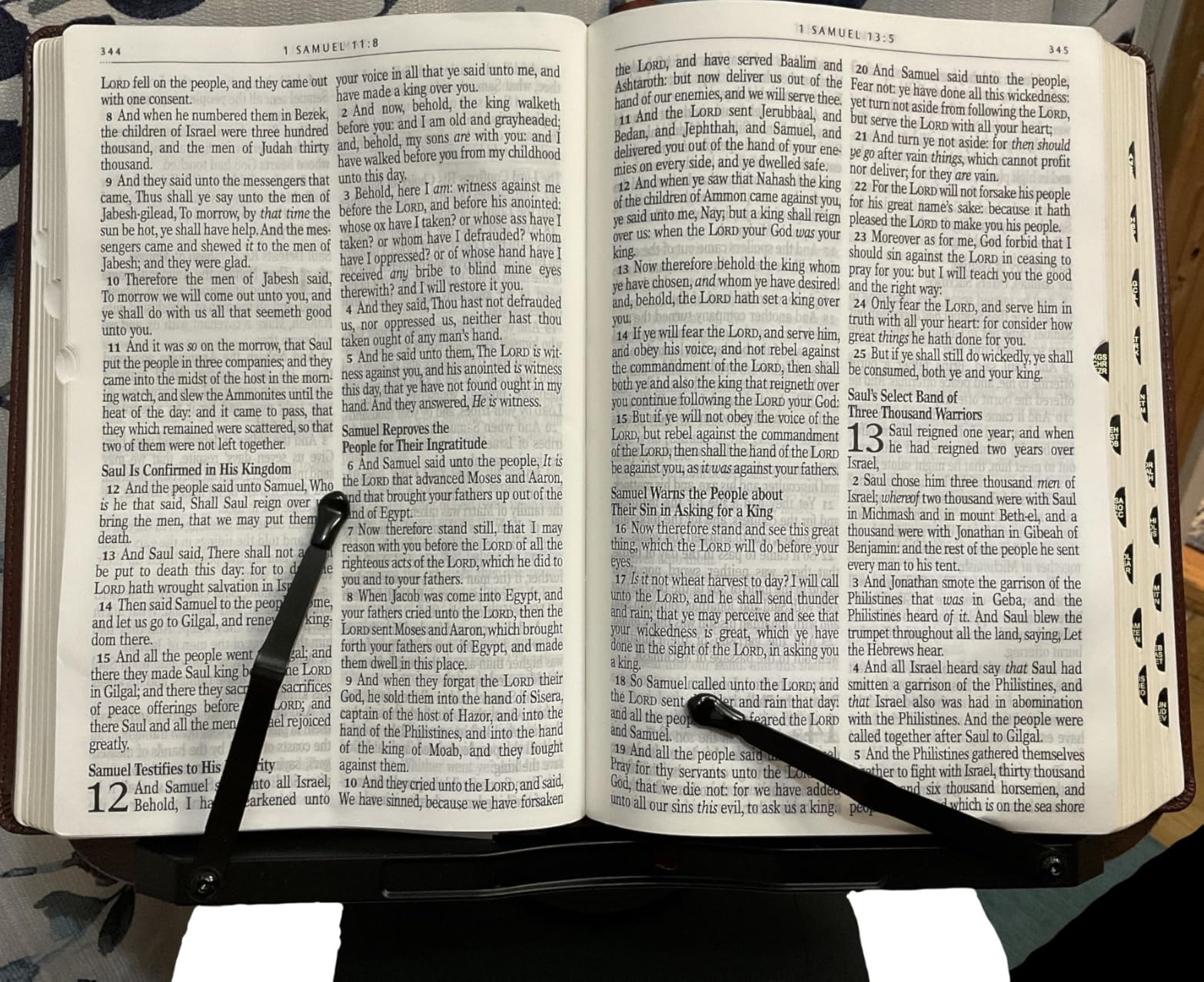 Book Stand for Reading, Adjustable Book Holder with 360°Rotating Bases, Ergonomic Cookbook Stand Recipe Book Holder with Elastic Page Clips for Magazines, Tablets, Laptops,Black customer photo 1