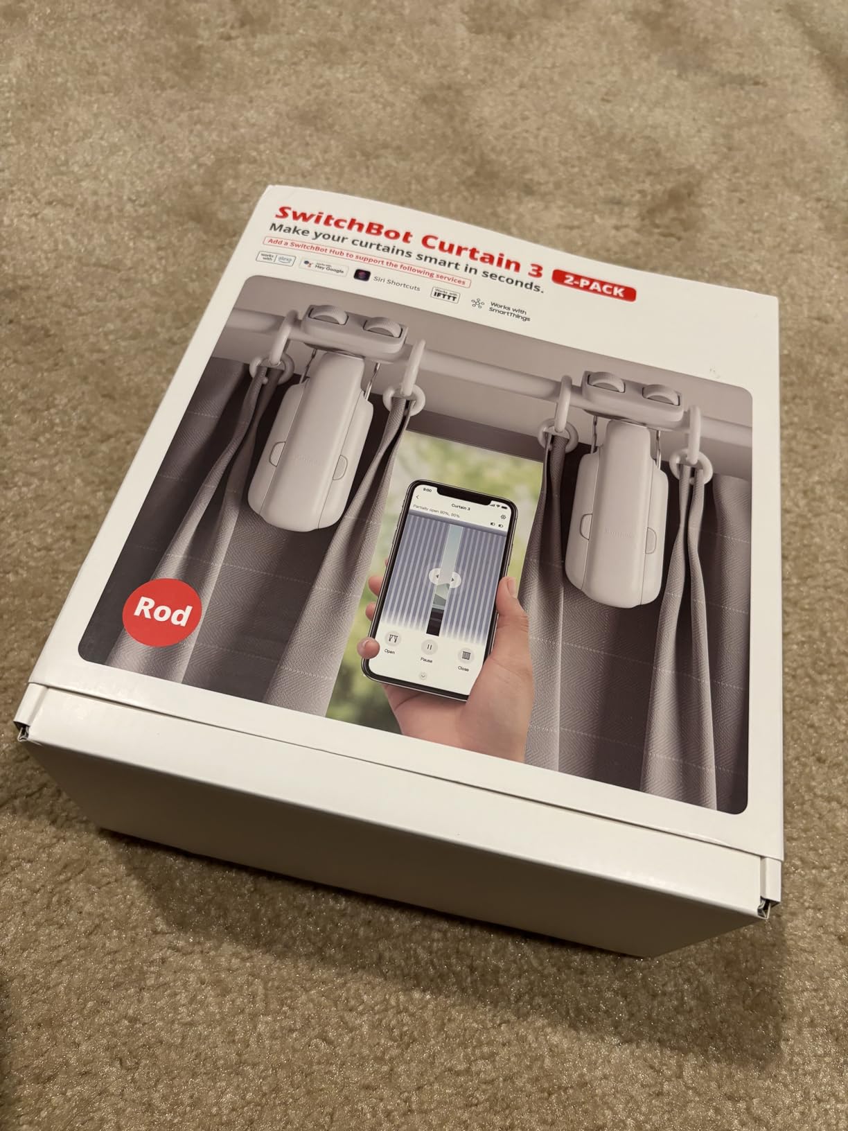 SwitchBot 2025 Automatic Curtain Opener 3 Rod, Bluetooth Remote Control Smart Curtain, WiFi & App Control, Add Hub to Compatible with Alexa, Google Home, HomeKit customer photo 2