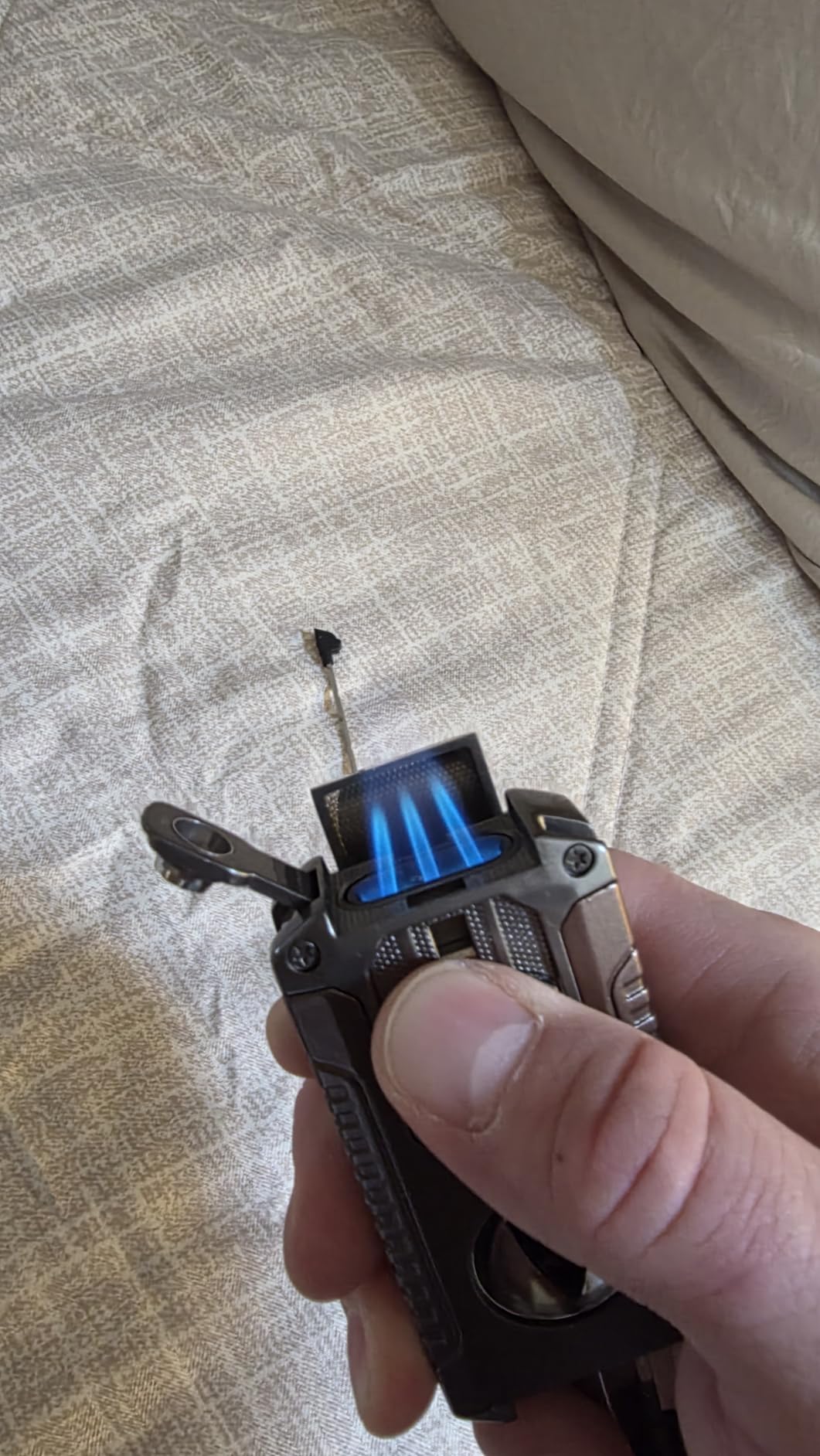 5-in-1 Torch Lighter with Triple Jet Flame, Built-in Tool, Punch, Holder, and Draw Enhancer Tool, Windproof Cool Lighters with Gift Box for Men, Refillable Butane Lighter for Candle, Travel customer photo 2