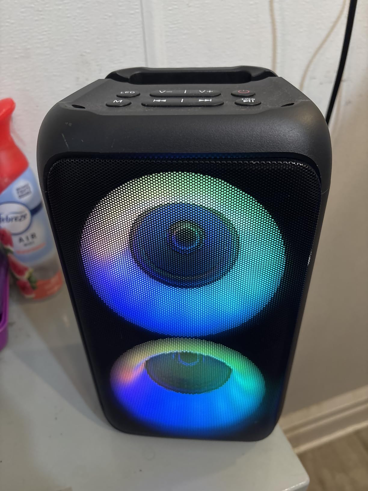 Bluetooth Speaker with 2 Wireless Microphones - Big Party Speaker for Adults Kids Karaoke with Lights - Portable Rechargeable Floorstanding Speakers Support TWS/AUX/USB/TF Card for Home Party Gift customer photo 1