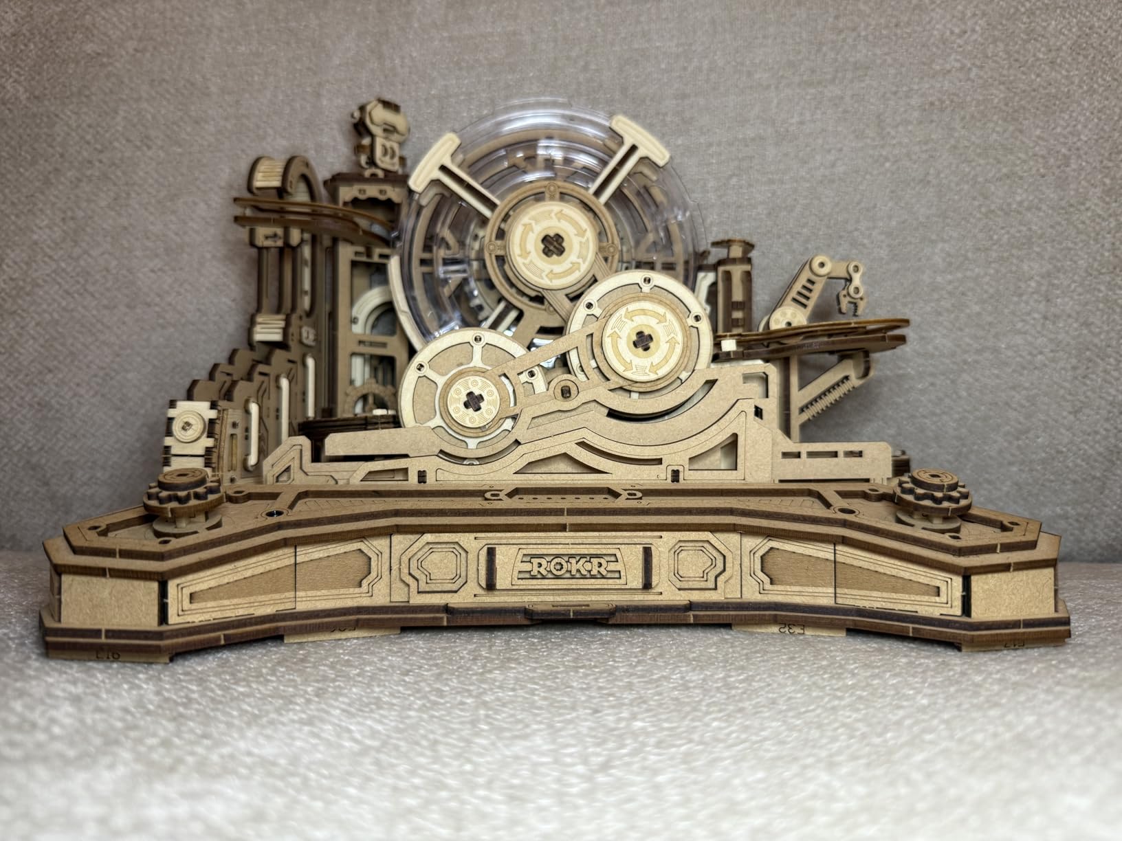 ROKR 3D Wooden Puzzles for Adults Miniature Marble Run Building Toys,DIY Pinball Machine Model Kits-Gear Ball Challenge EGC01 customer photo 2