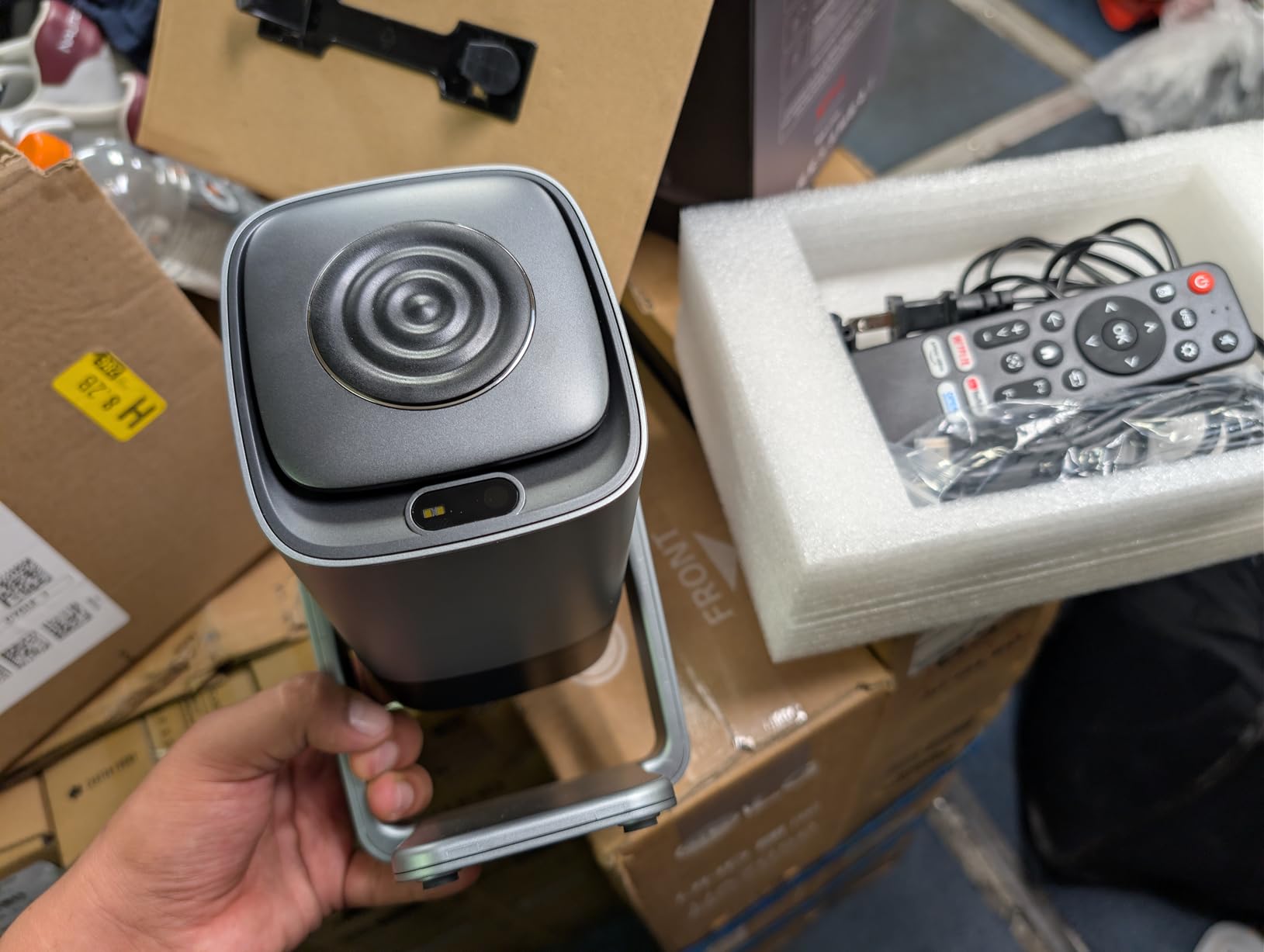 [Compatible with Netflix & TOF Real-time Focus] Mini Projector with WiFi and Bluetooth, XuanPad Silver Smart Projector 4K Support, Dolby Audio & Keystone, 210° Rotatable Stand for Home customer photo 2