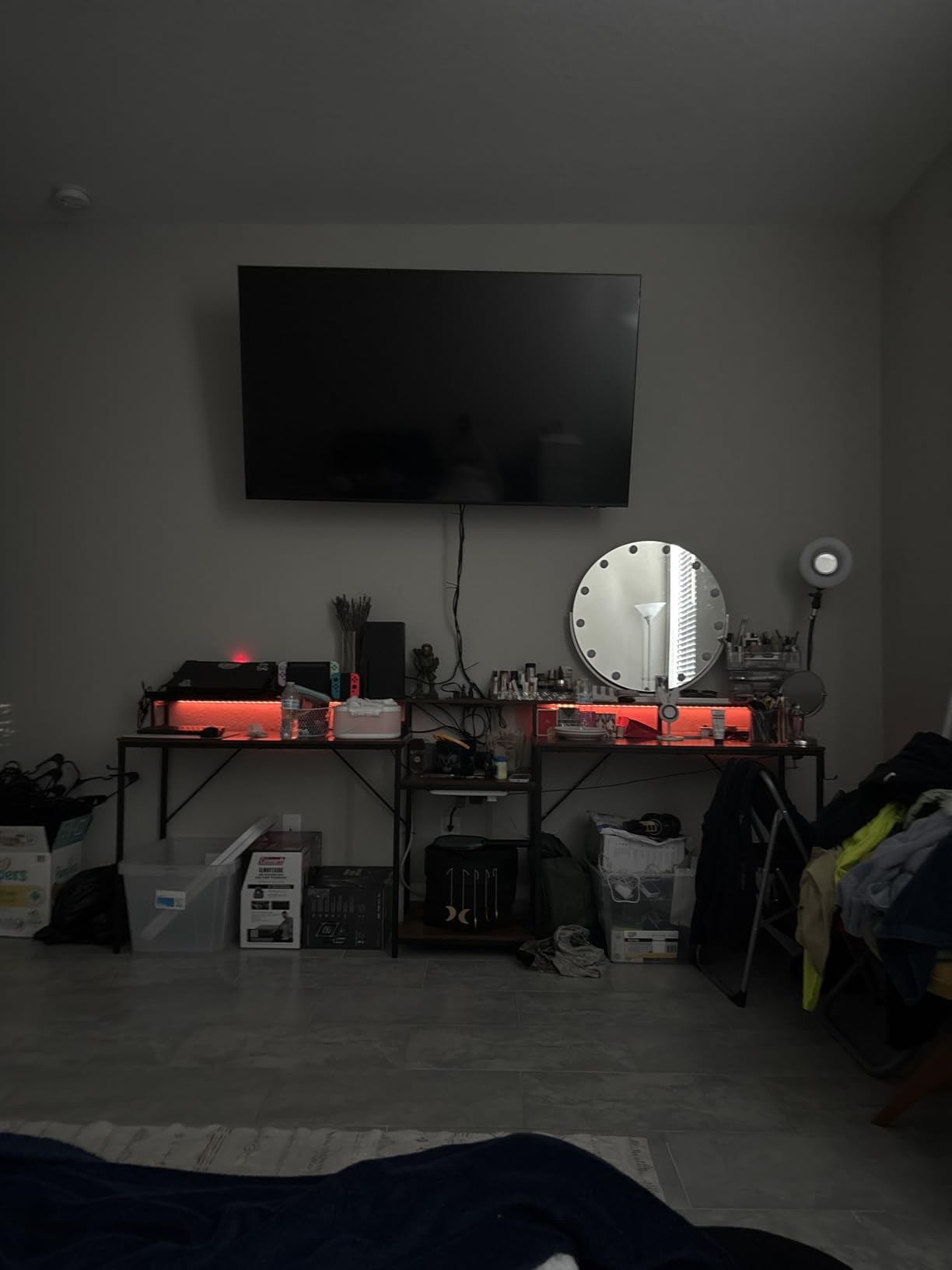 Casaottima 98 Inch 2 Person Gaming Desk with Storage Shelves, Long Double Home Office Computer Writing Desks with USB Charging Port & LED Lights, Monitor Stand, Modern Study/Work Table, Black customer photo 2