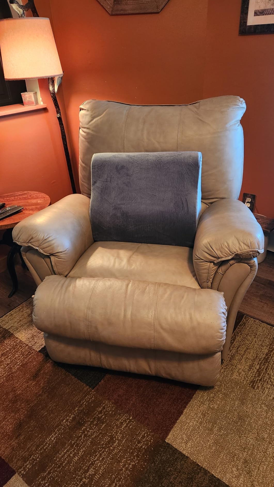 SofGlowly Lumbar Support Pillow for Recliner,Large Memory Foam Back Support Cushion for Sofa & Gaming Chair, Ergonomic Backrest Pillow Comfortable Couch Cushion with Machine Washable Cover,Coffee customer photo 2