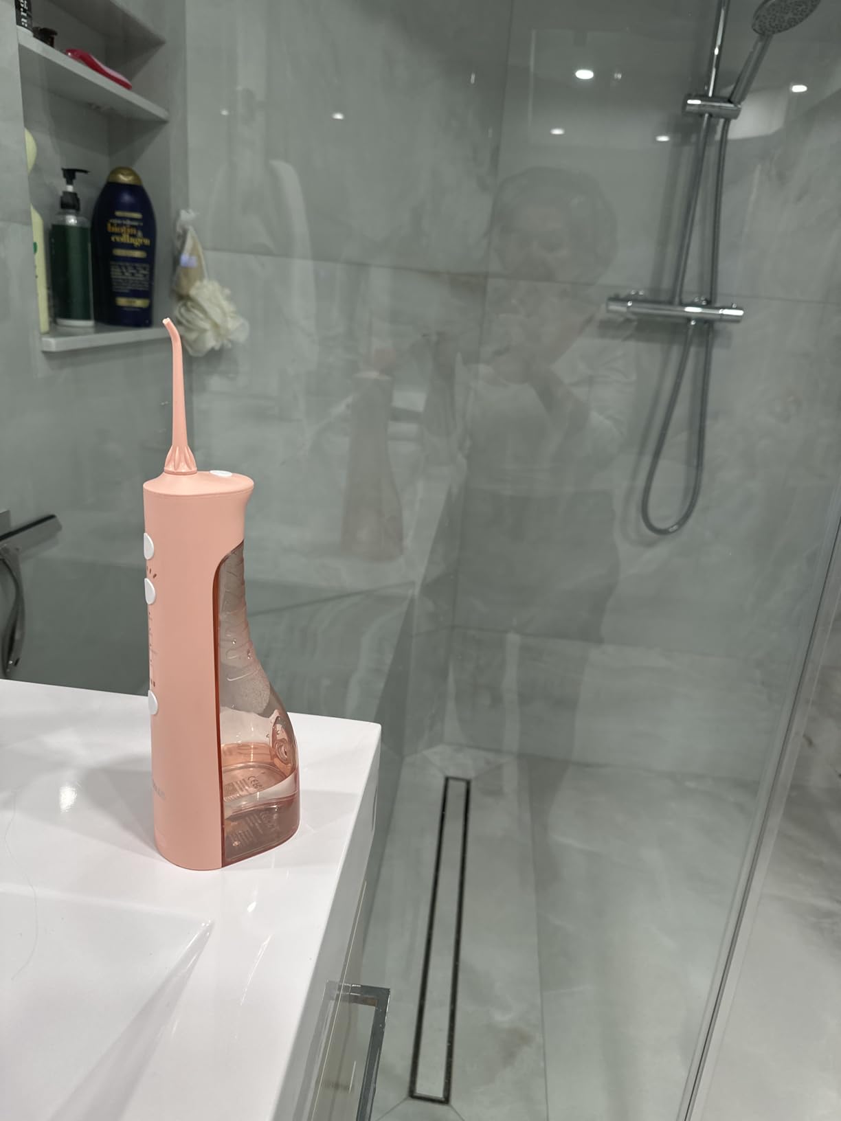 COSLUS C50 Portable Water Flosser for Teeth: 4 Modes & 5 Intensity Levels Professional Electric Dental Pick for Sensitive Gums, Braces & Orthodontic - Cordless for Travel Use, BPA-Free customer photo 2