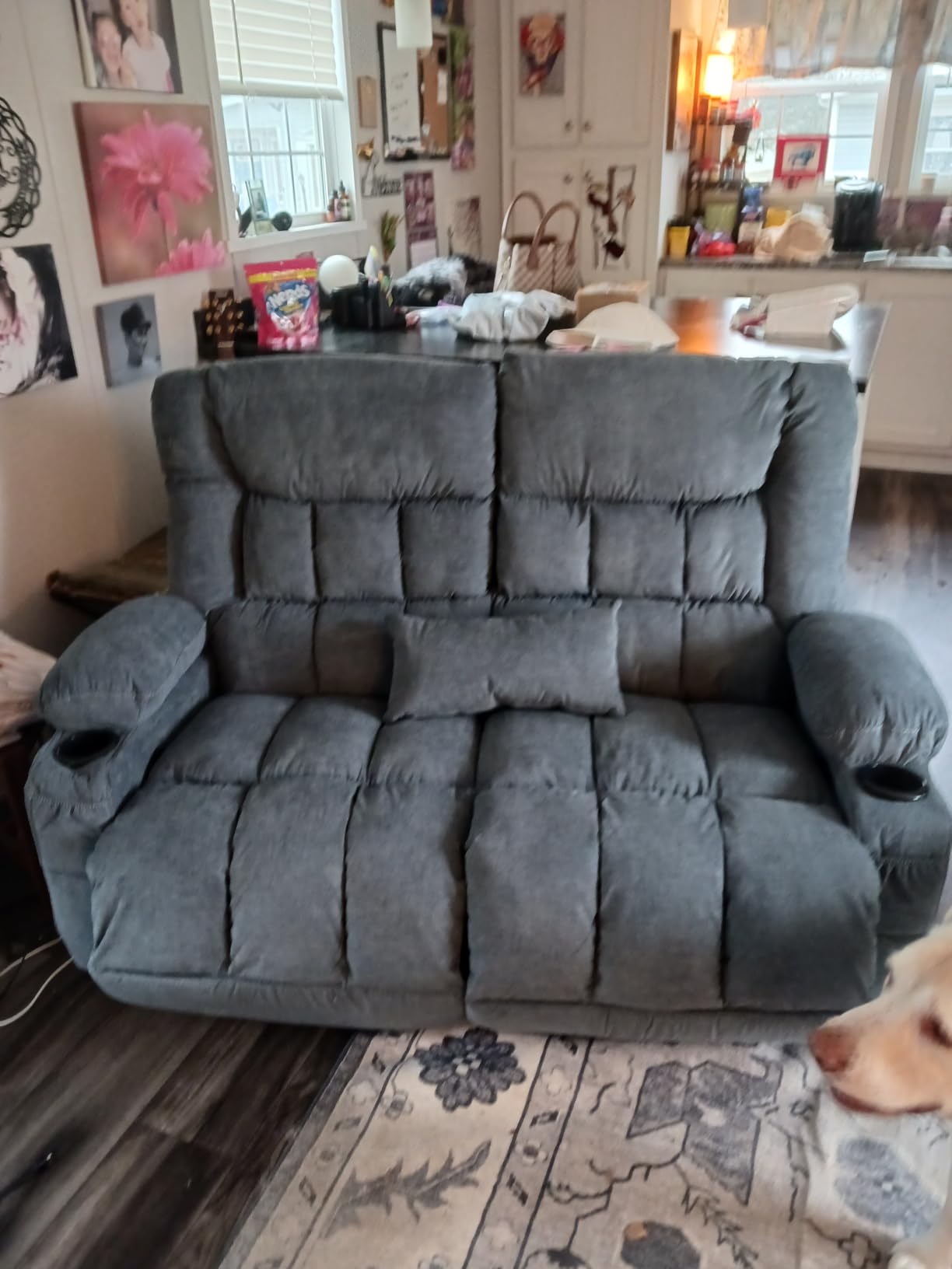 Recliner Loveseat with Cup Holders for Living Room Love Seat Manual Oversized Recliner with Ergonomic, Side Pocket for Adult customer photo 1