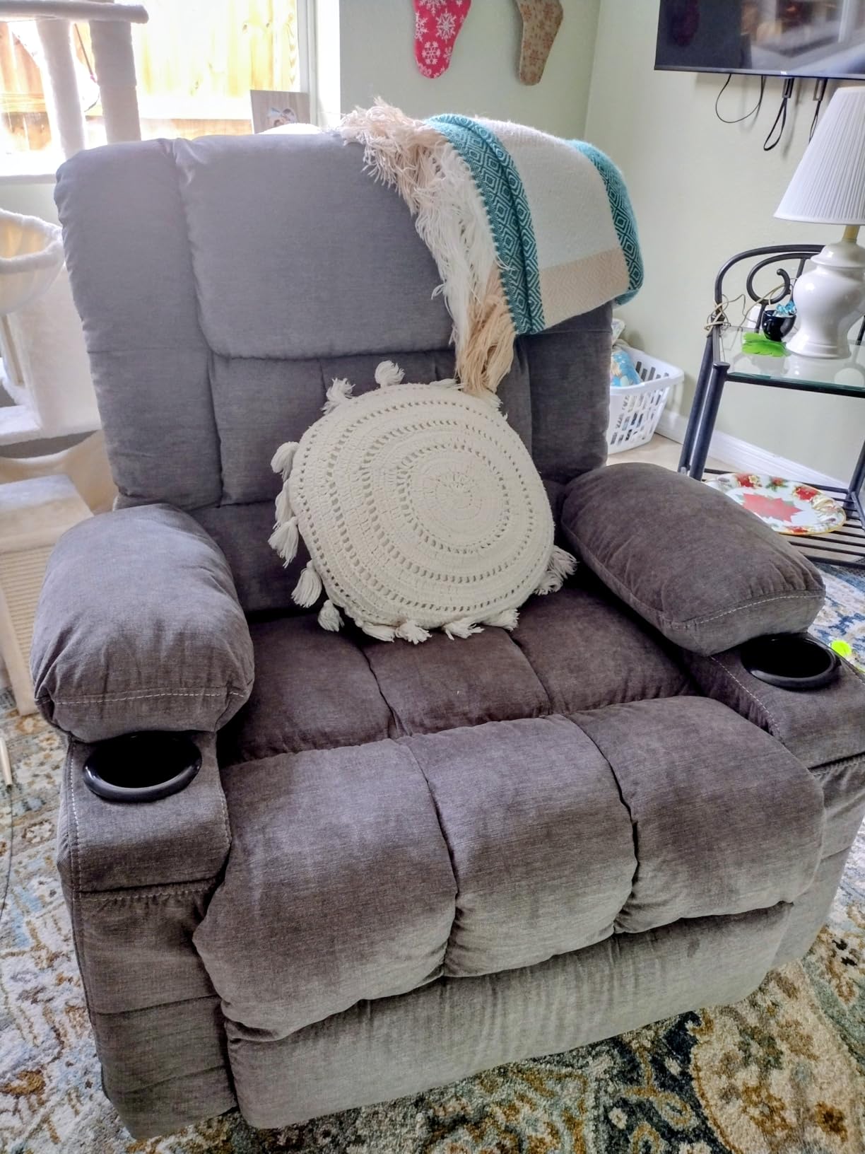 Recliner Loveseat with Cup Holders for Living Room Love Seat Manual Oversized Recliner with Ergonomic, Side Pocket for Adult customer photo 2