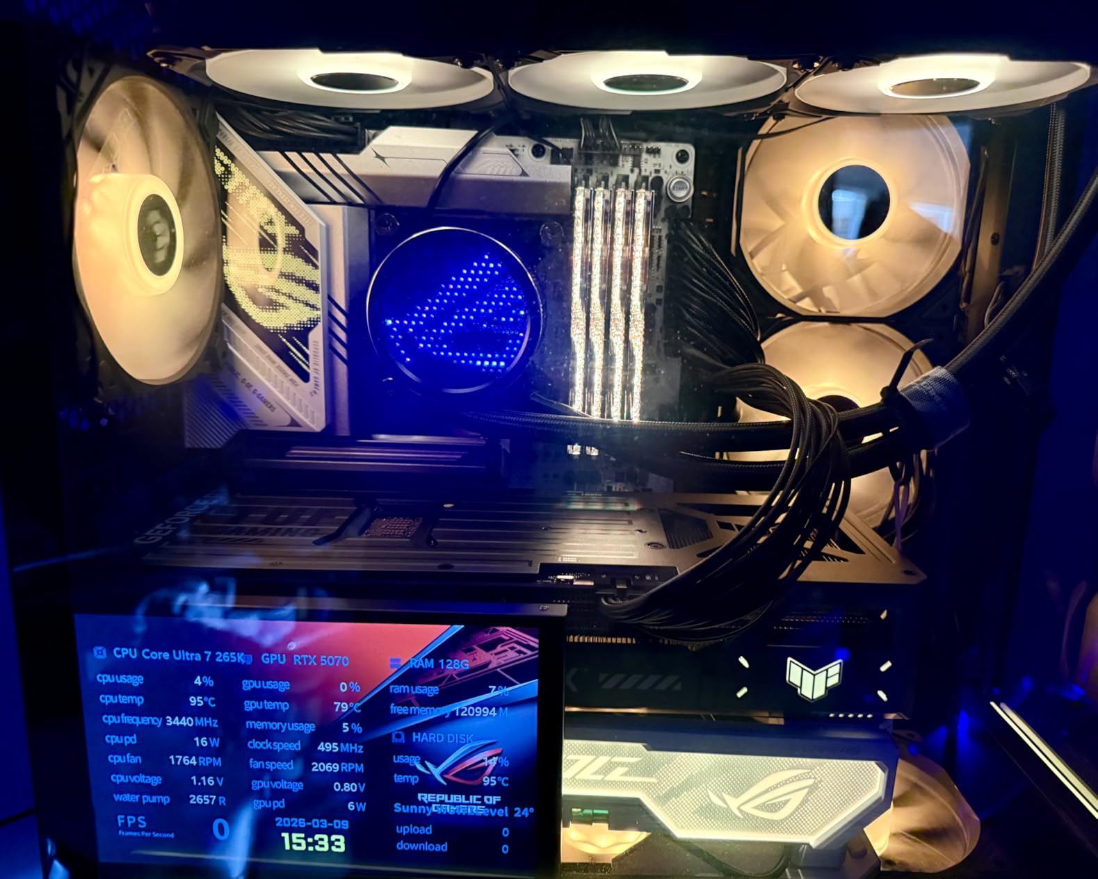 WOWNOVA 8 Inch LCD Screen Inside PC Case Screen (Desktop Mode Added), 1 Click 1 Cable to Get Started Computer Temperature Display Monitor, Sensor Panel for Inside PC Case with Screen (Black) customer photo 1