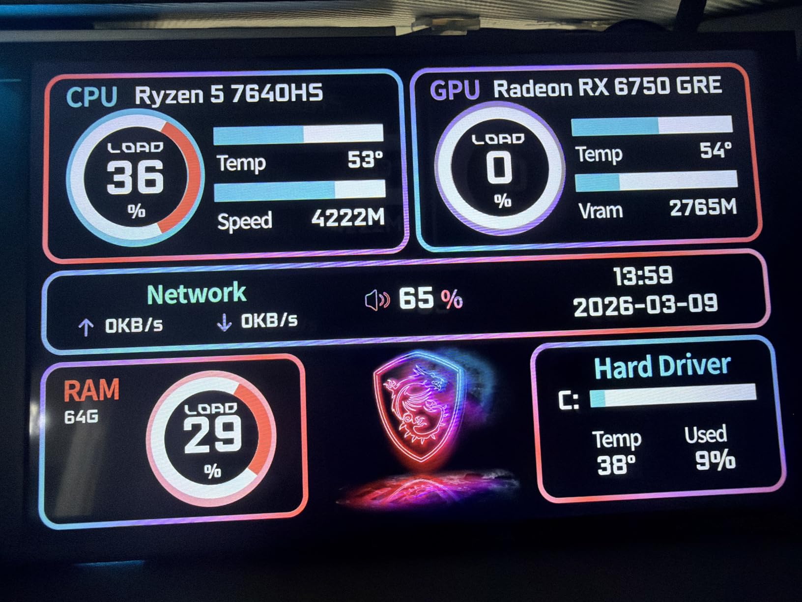 WOWNOVA 8 Inch LCD Screen Inside PC Case Screen (Desktop Mode Added), 1 Click 1 Cable to Get Started Computer Temperature Display Monitor, Sensor Panel for Inside PC Case with Screen (Black) customer photo 2