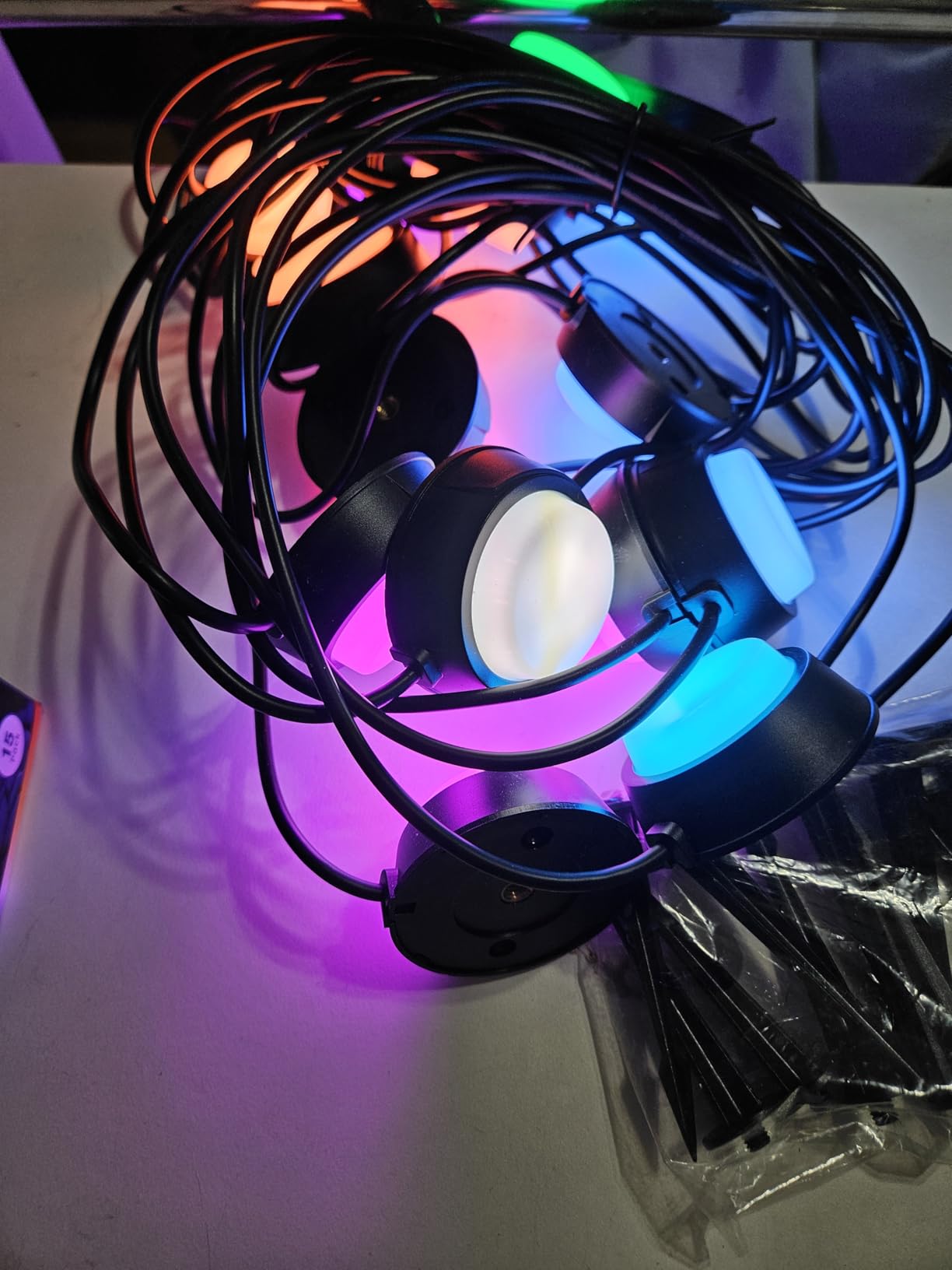 APPECK Outdoor Ground Lights 15 Pack, 32FT RGBW Color Changing Pathway Lights Wired, Smart Landscape Lights IP65 Waterproof, for Path Yard Lawn Patio Holiday Party Decor, with App/Remote Control customer photo 2