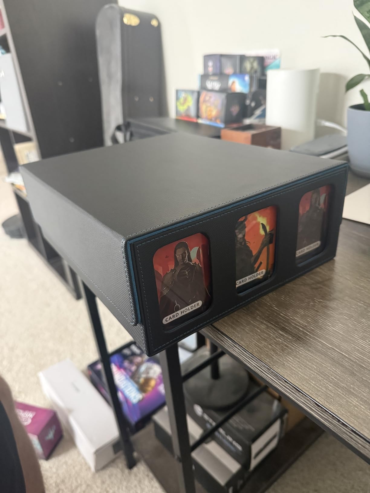 3-Row Trading Card Storage Box, Bulk Cards Case for 2400+ Mtg tcg Magic Playing Game Card Organizer, Commander Deck Box with 3 Supports & 24 Dividers customer photo 2