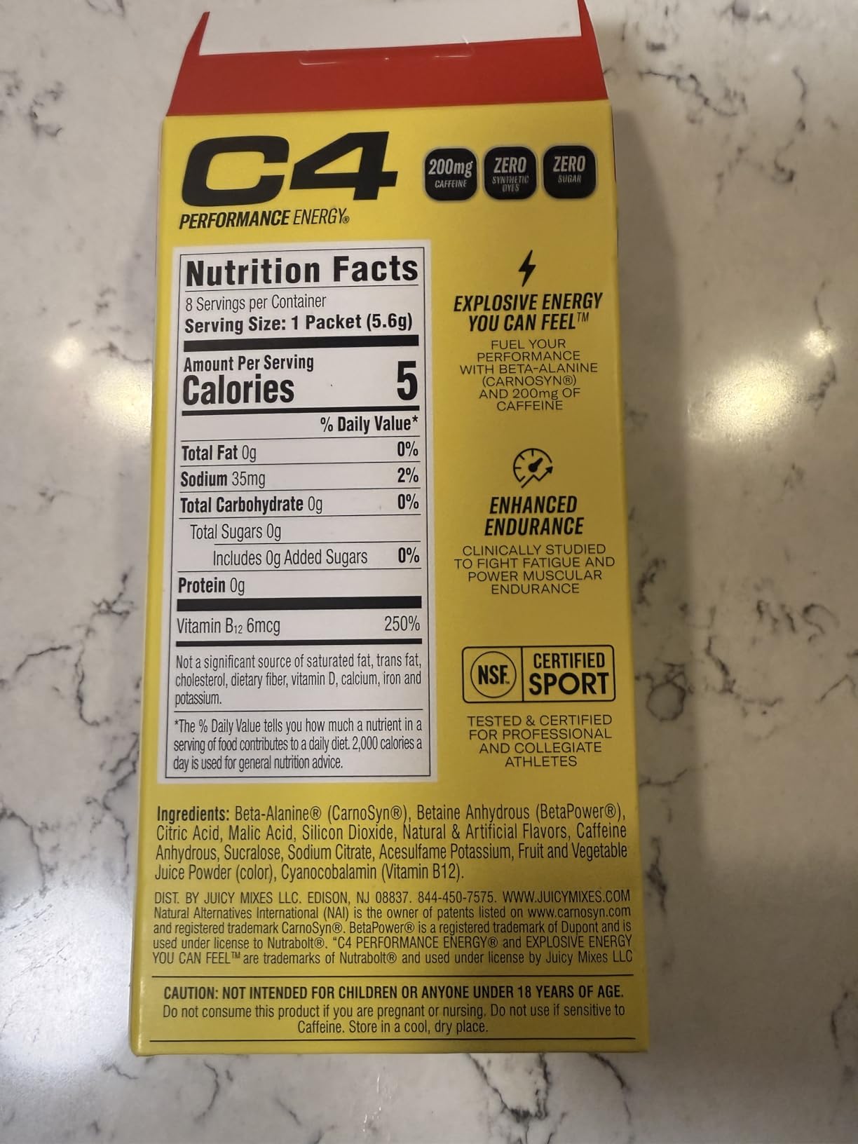 C4 Performance Energy, Cosmic Rainbow, 200mg Caffeine, Zero Sugar, NSF (2 Boxes, 16 Sticks) customer photo 2