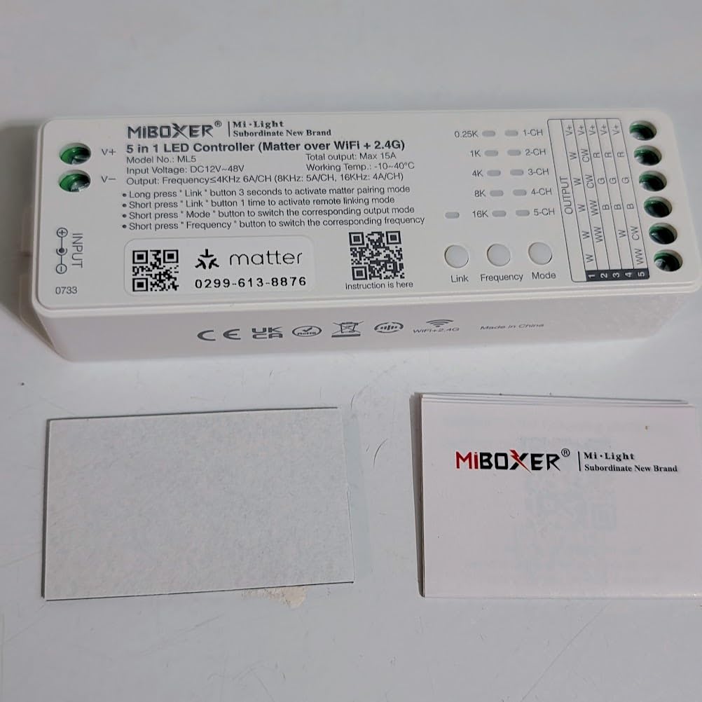 MIWISE Matter LED Controller,Dimmable WiFi Controller for LED Strip Light,Works with Alexa/Google Assistant/Homekit/Apple Home/Siri,for Single Color/CCT/RGB/RGBCCT/RGBW COB LED Strip Light,DC12-48V customer photo 2