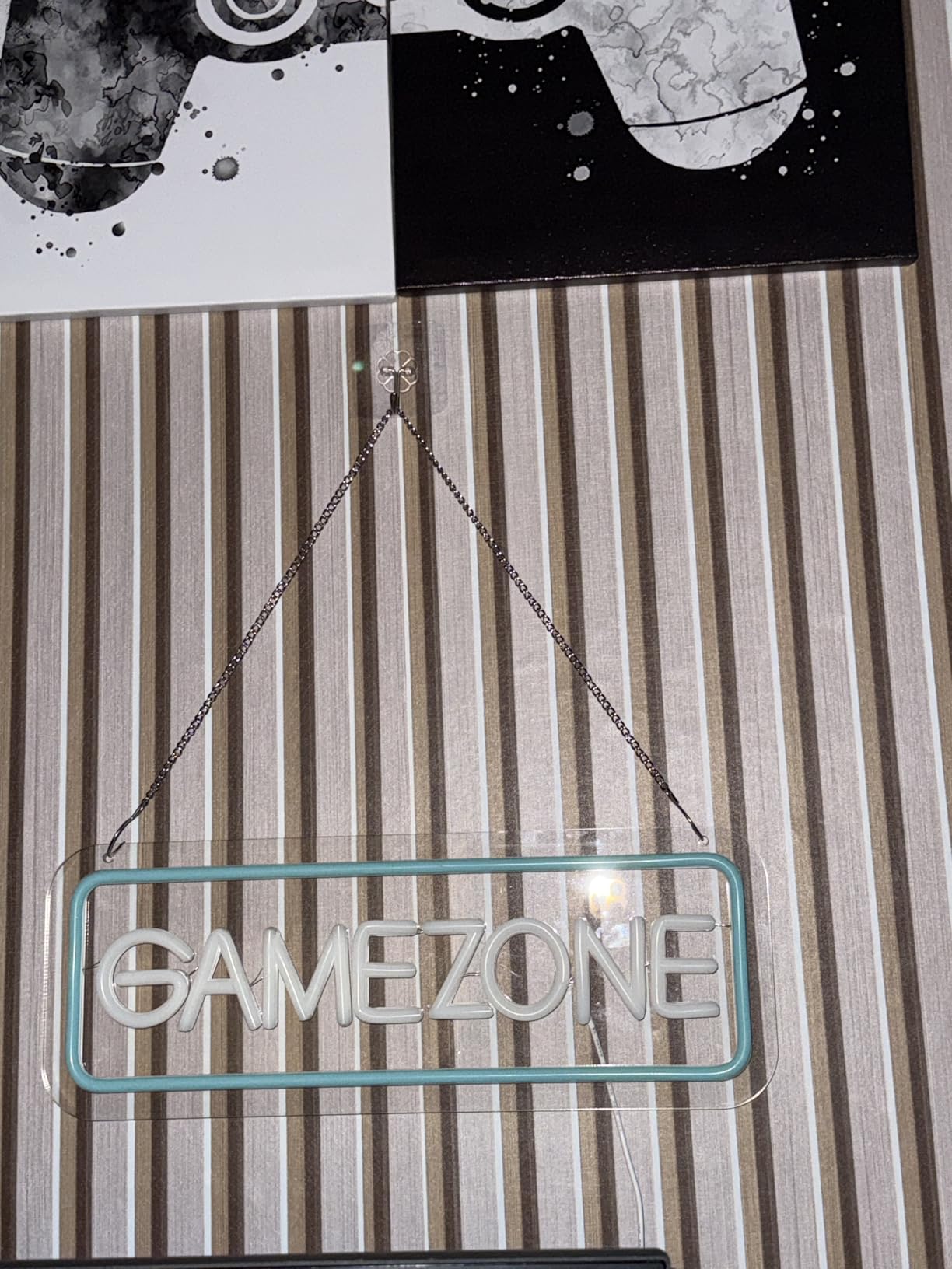 Gaming Letter Neon Sign for Wall Decor, USB Powered Dimmable Ice Blue GAME ON Signs, LED Gamer Neon Sign for Wall Decor, Arcade Room, Game Room, Bedroom, Kids, Boyfriend, Gifts customer photo 2